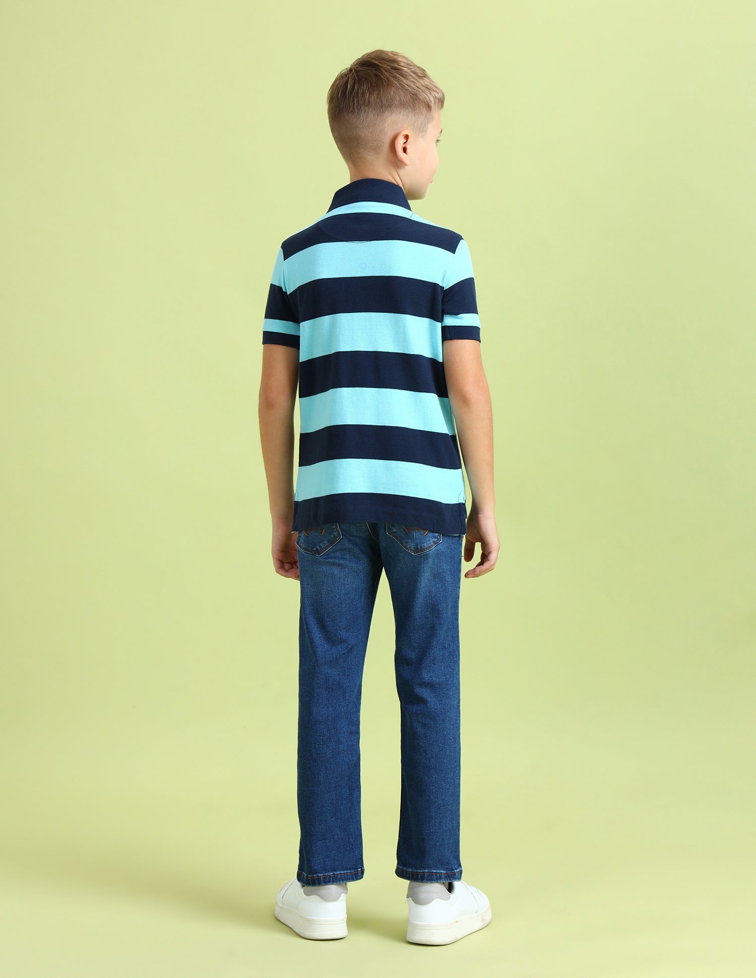 Boys Horizontal Striped Regular Fit Polo Shirts Light Blue - U.S. POLO ASSN. | Large