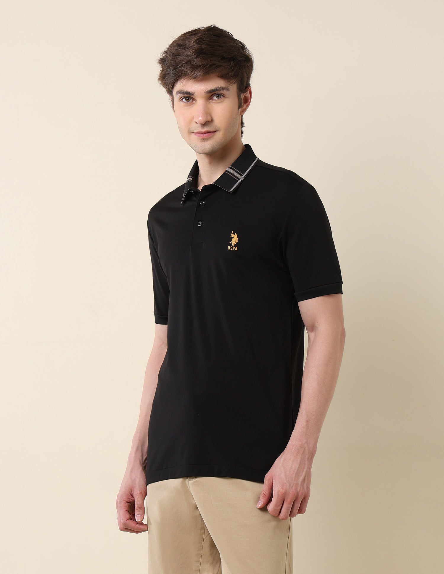 Solid Gentlemans Club Polo Shirt Black - U.S. Polo Assn. India | Large