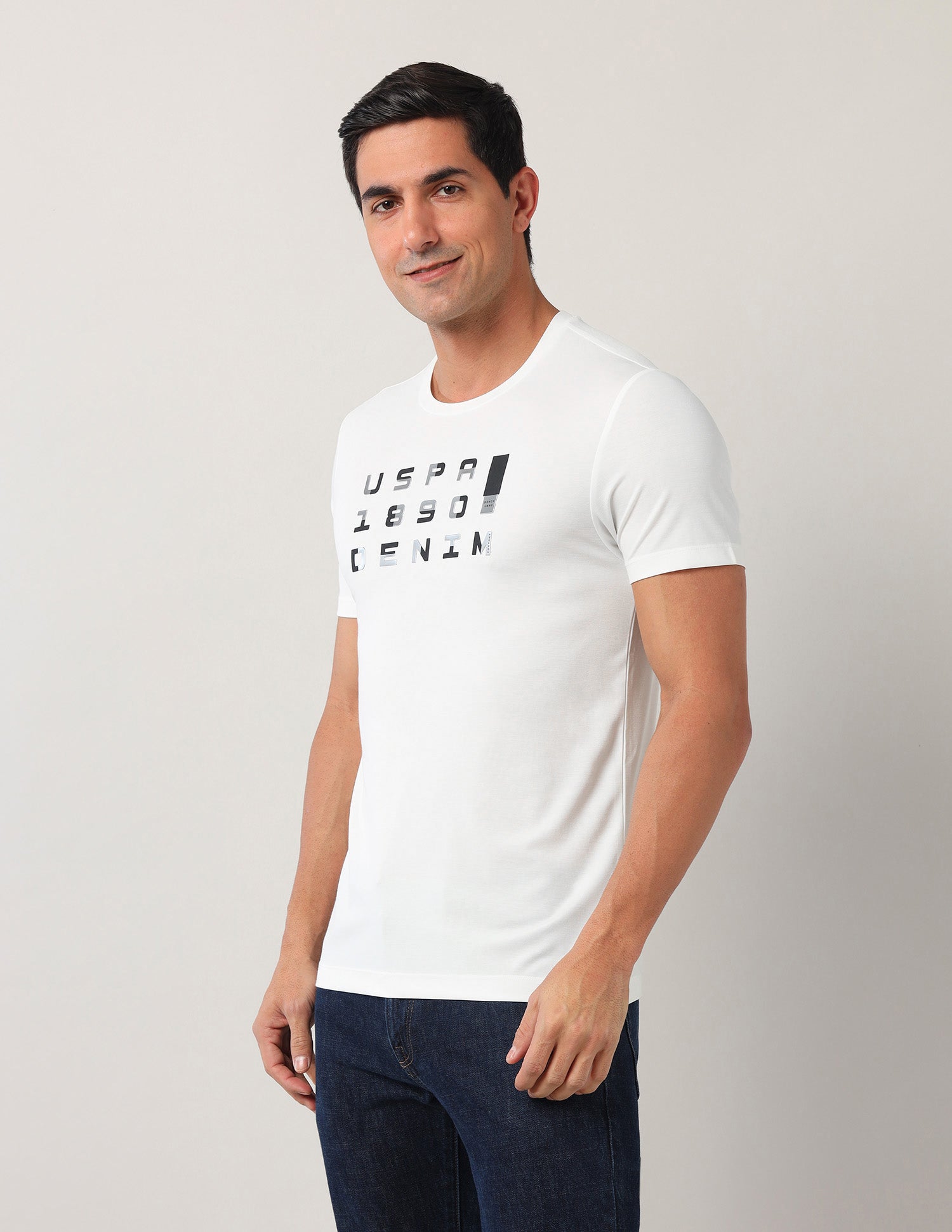 Brand Printed Black Label T-Shirt White - U.S. Polo Assn. India | Large