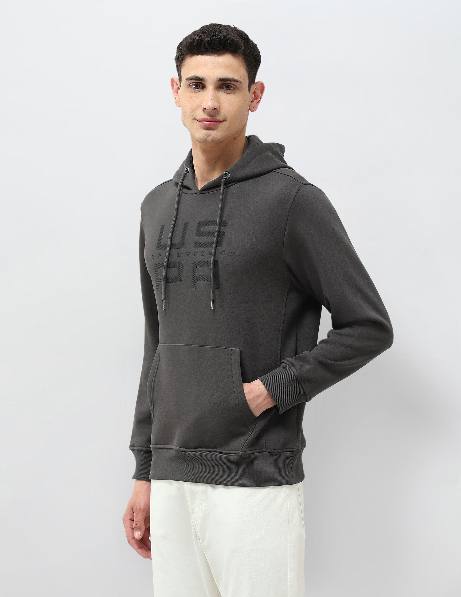 Brand Embossed Regular Fit Sweatshirt Dark Grey - U.S. POLO ASSN. | Large