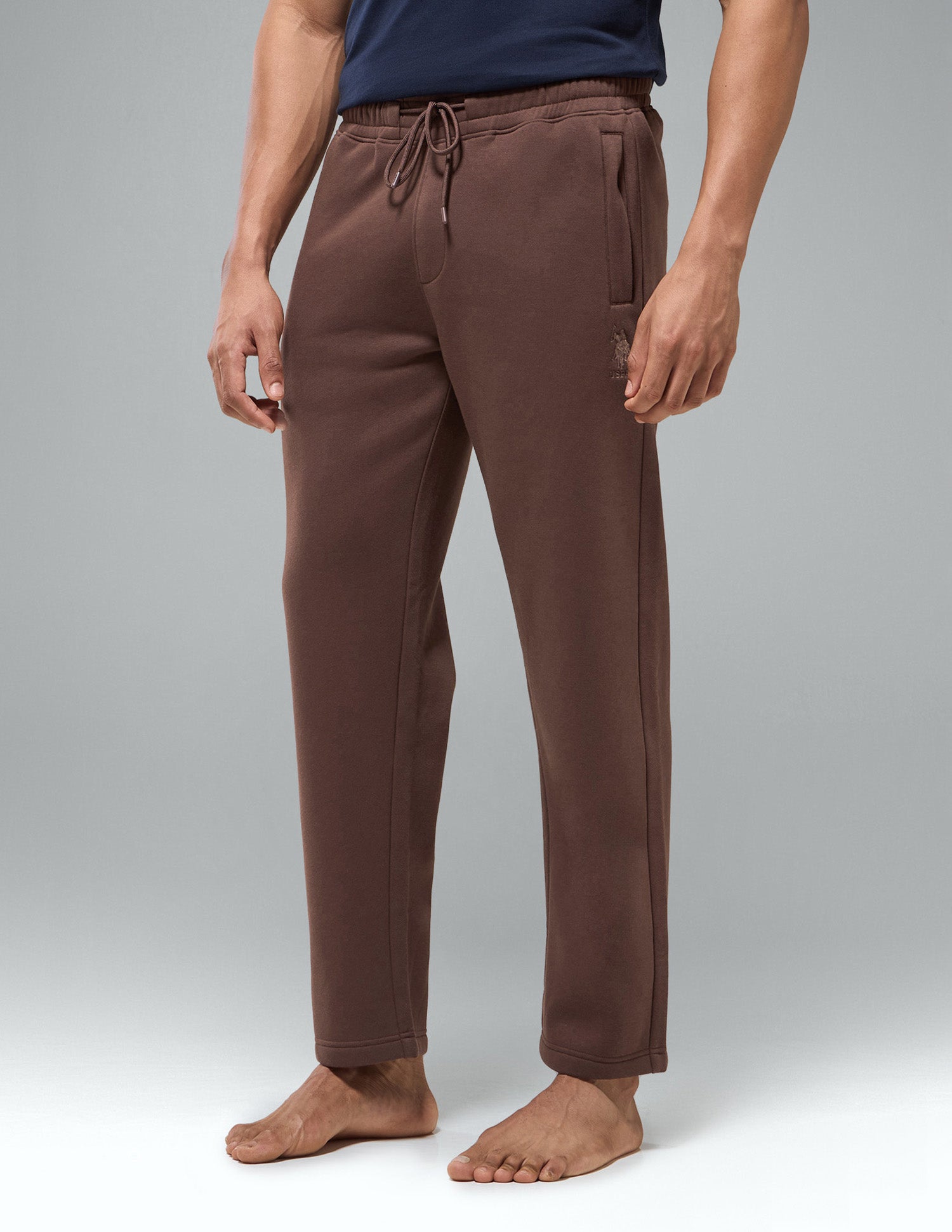Cotton Fleece Relaxed Fit LR007 Track Pants Dark Brown - U.S. Polo Assn. India | Large