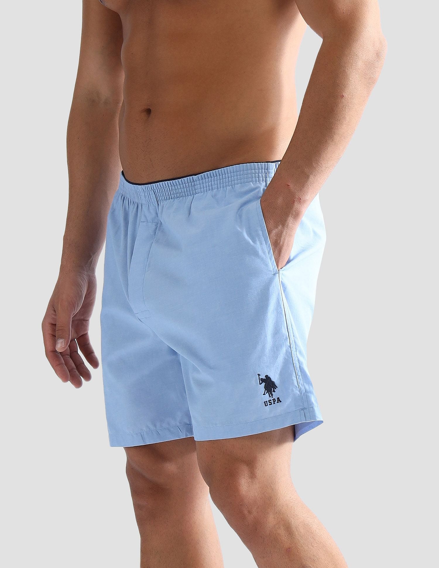 Pure Cotton EX003  Boxer Shorts - Pack of 1 Blue Chambray - U.S. POLO ASSN. | Large