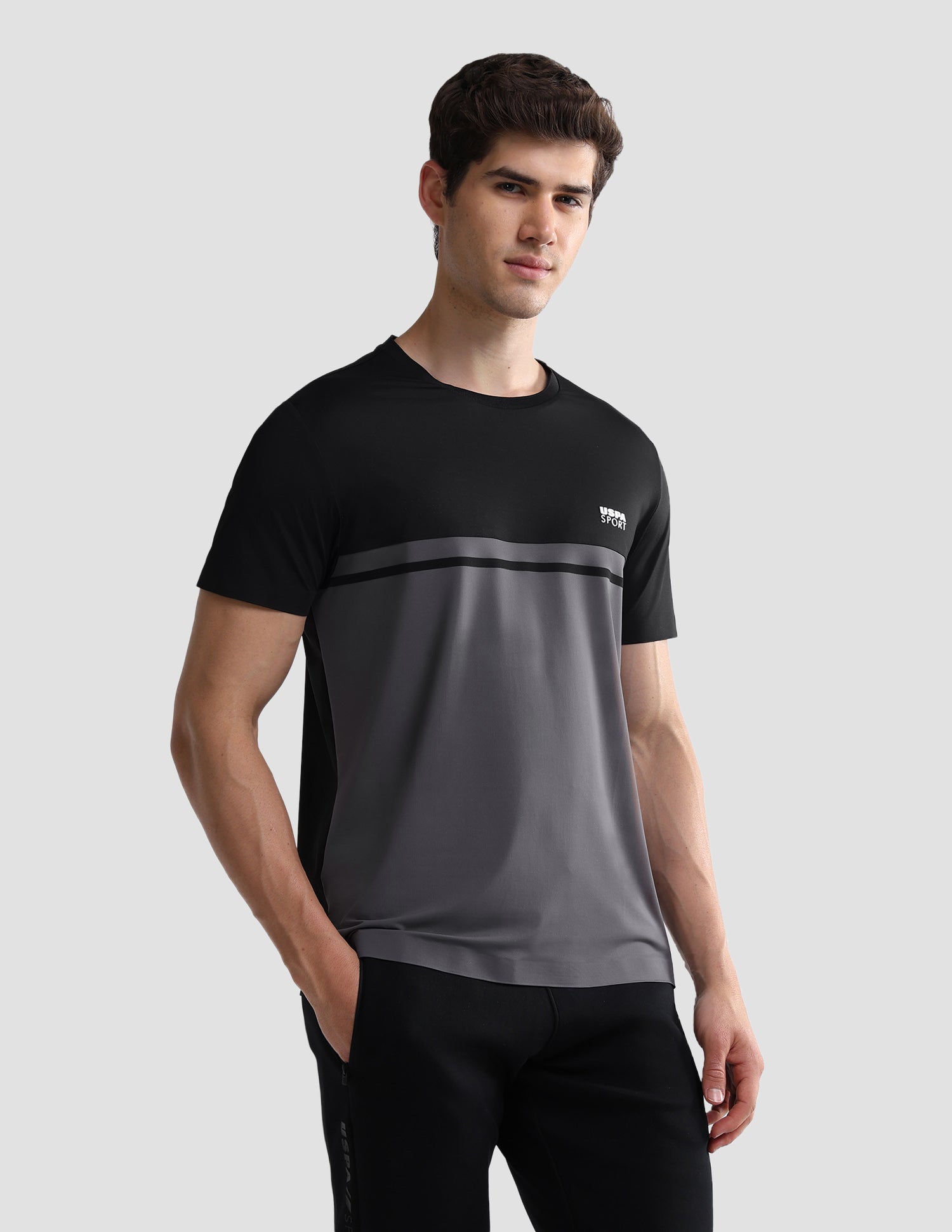 Colourblocked Slim Fit Active T-Shirt Black - U.S. Polo Assn. India | Large