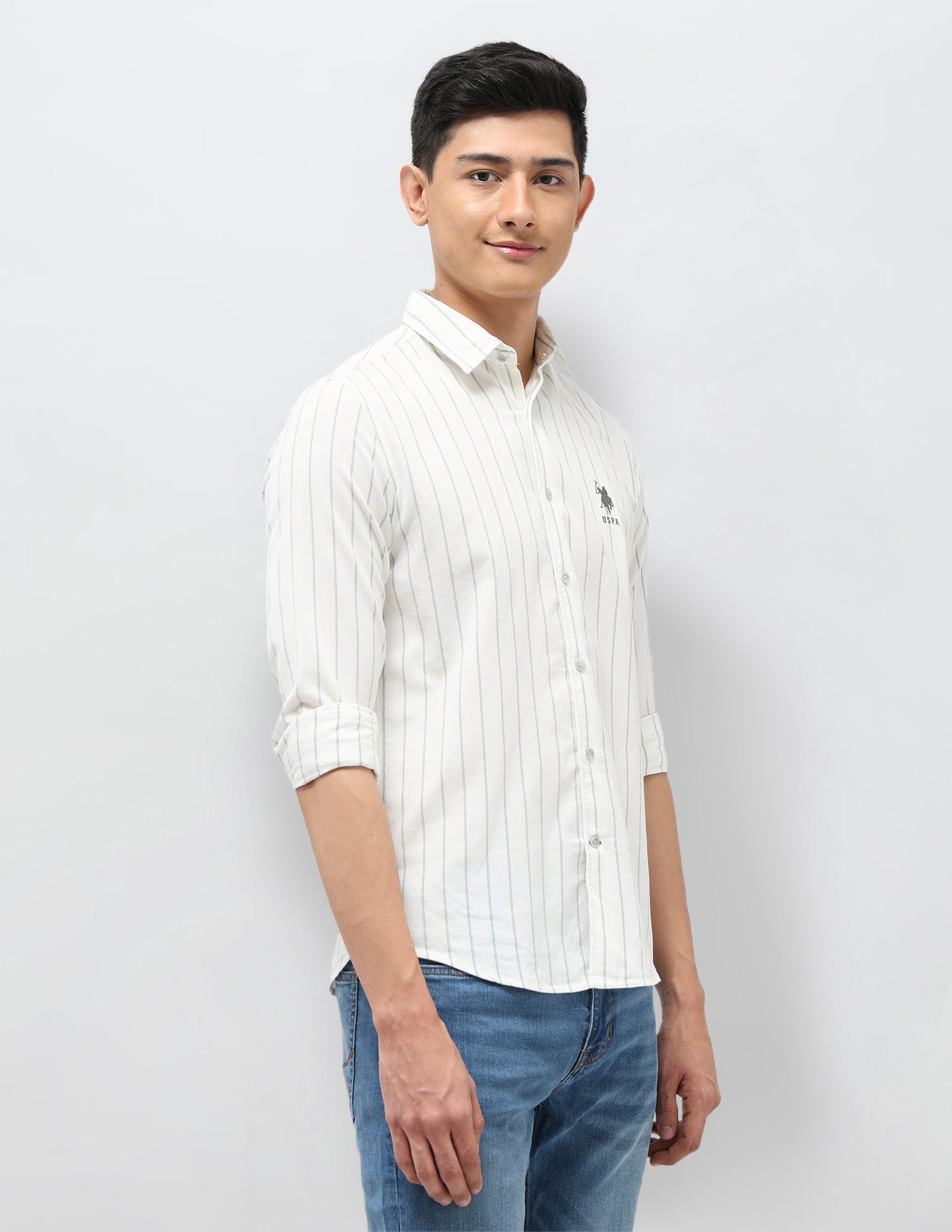 Corduroy Vertical Striped Shirt Ecru - U.S. POLO ASSN. | Large