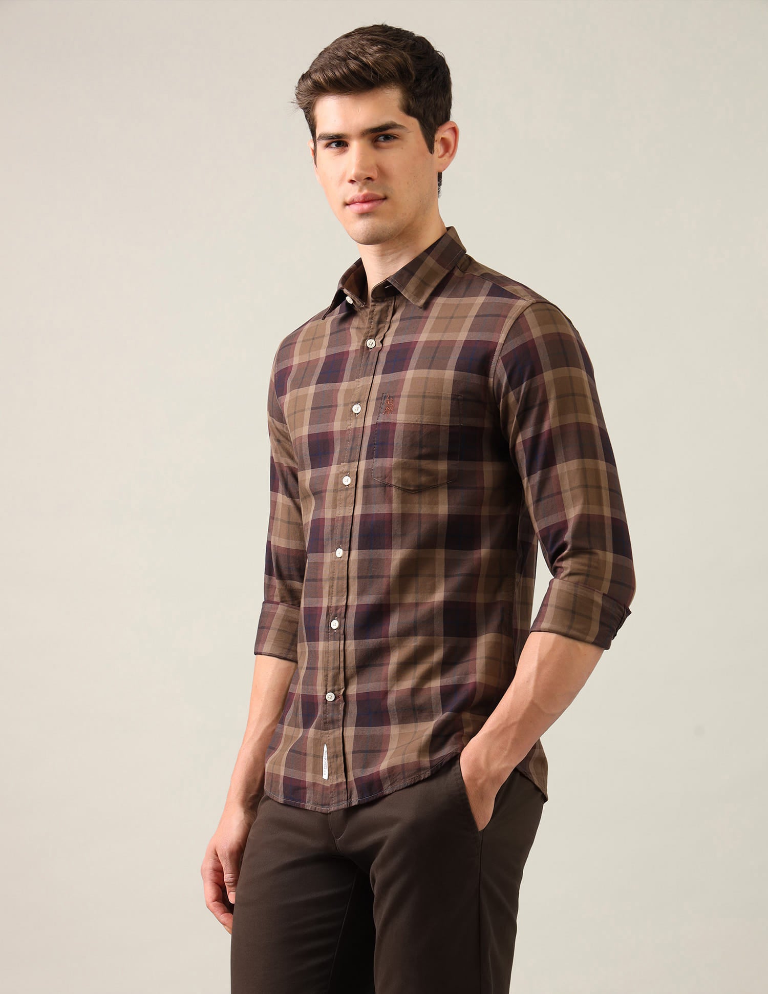 Tartan Checked Regular Fit Shirt Brown - U.S. Polo Assn. India | Large