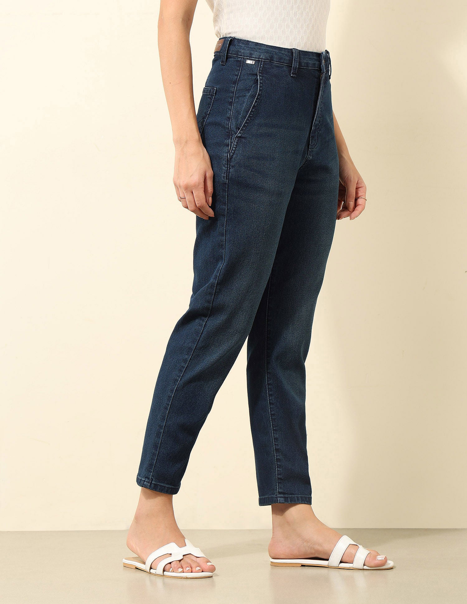 High Rise Mom Fit Jeans Dark Blue - U.S. POLO ASSN. | Large