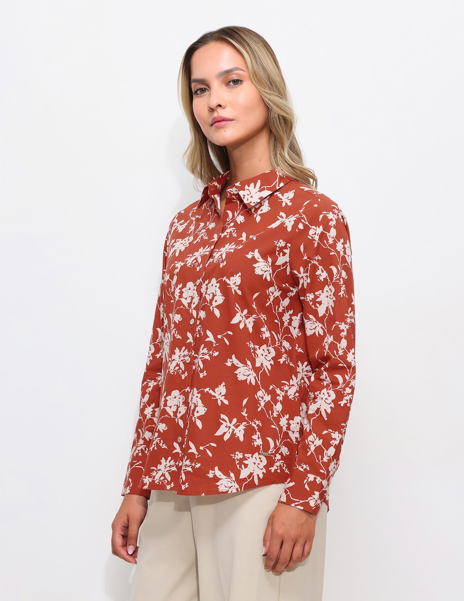 Floral Printed Regular Fit Shirt Rust - U.S. Polo Assn. India | Large