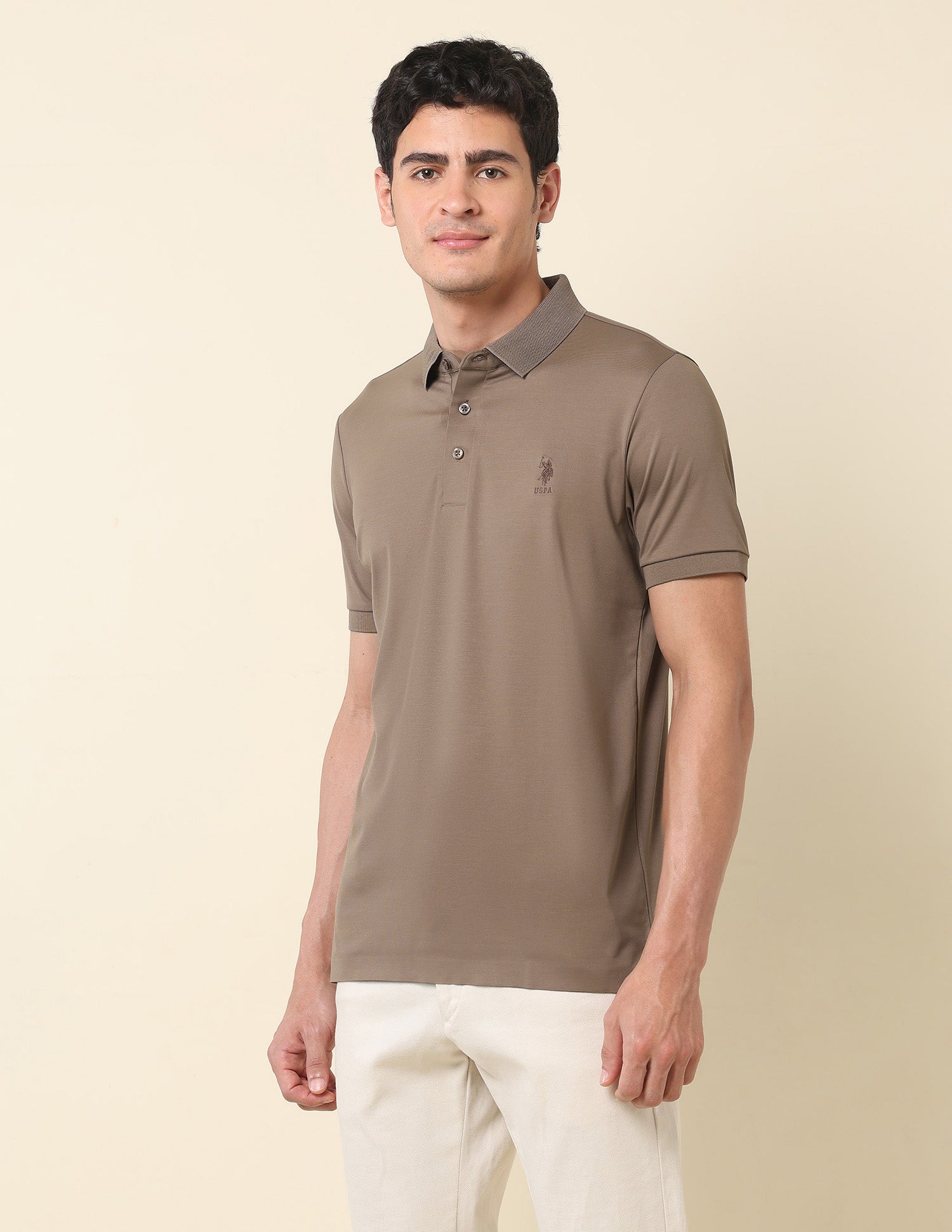 Slim Fit Gentlemans Club Polo Shirt Khaki - U.S. Polo Assn. India | Large