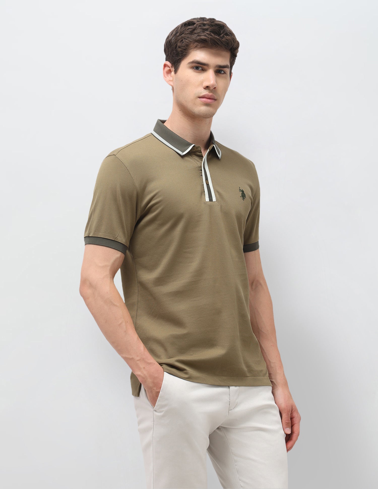 Solid Slim Fit Polo Shirt Brown - U.S. Polo Assn. India | Large
