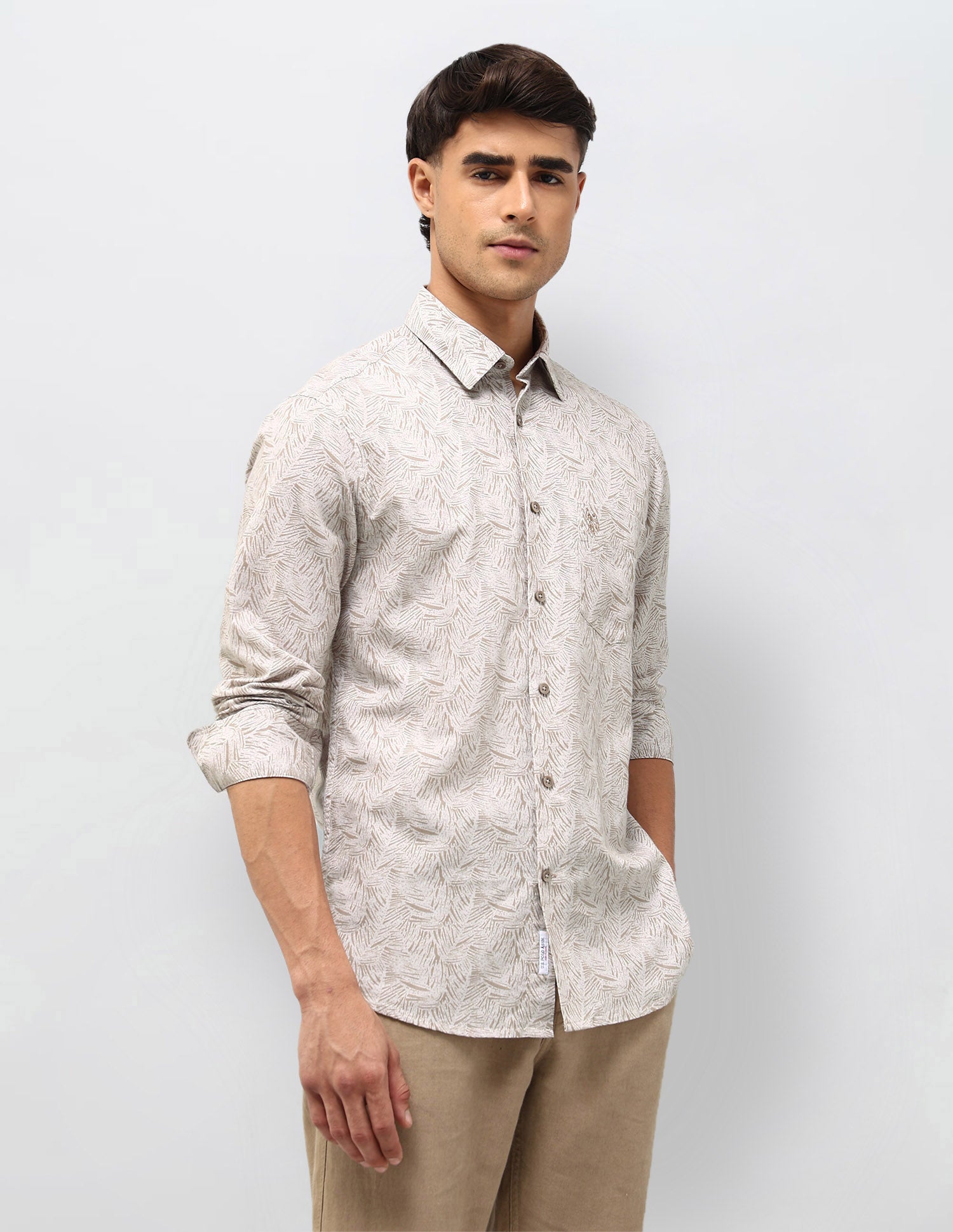 Tropical Printed Tailored Fit shirt Khaki - U.S. POLO ASSN. | Large
