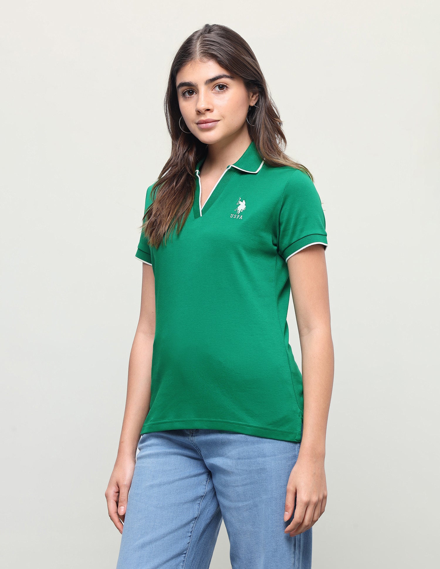 Solid Regular Fit Polo Shirt Green - U.S. Polo Assn. India | Large