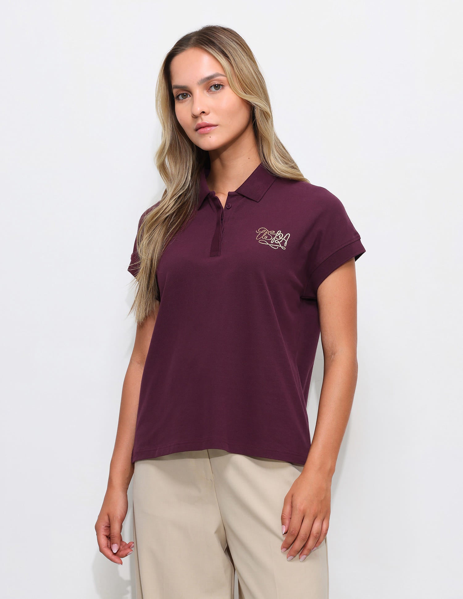 Solid Boxy Fit Polo Shirt Purple - U.S. Polo Assn. India | Large