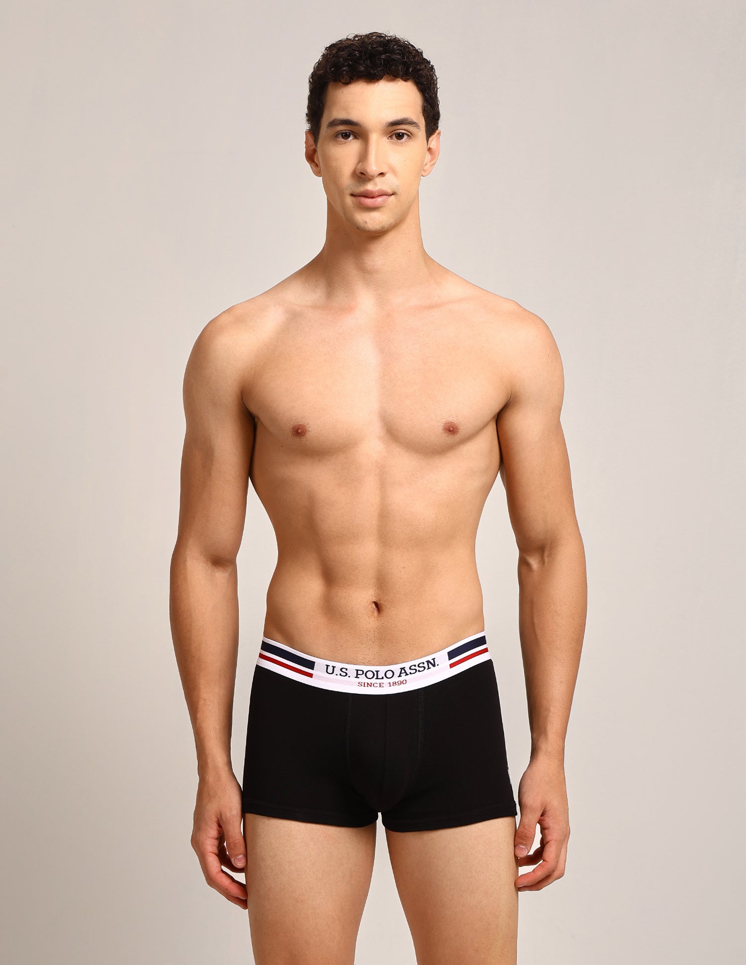 Elastic Waistband Ribbed I641 Trunks - Pack Of 2 Teal Grey- Black - U.S. Polo Assn. India | Large