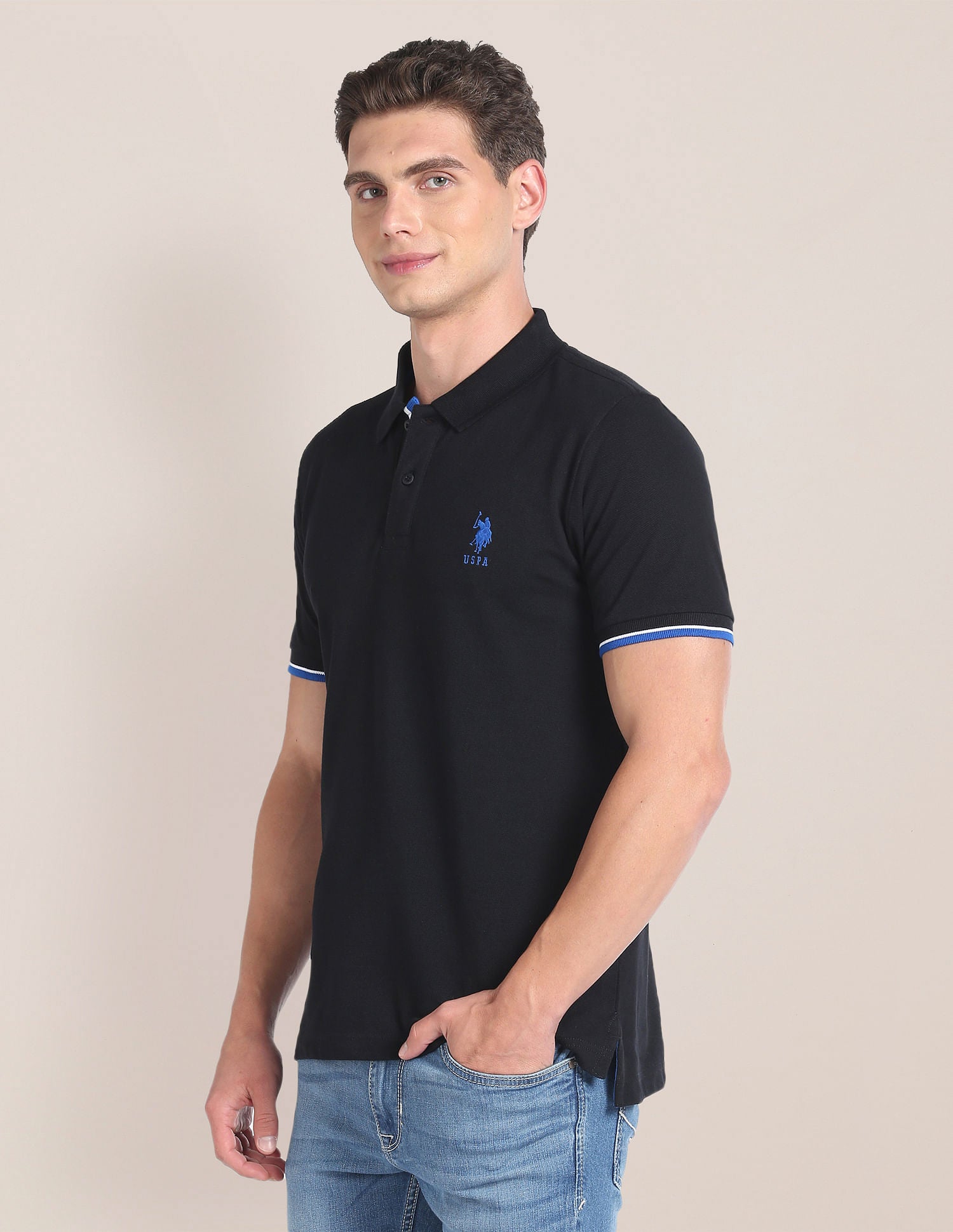 Solid Slim Fit Polo Shirt Black - U.S. POLO ASSN. | Large