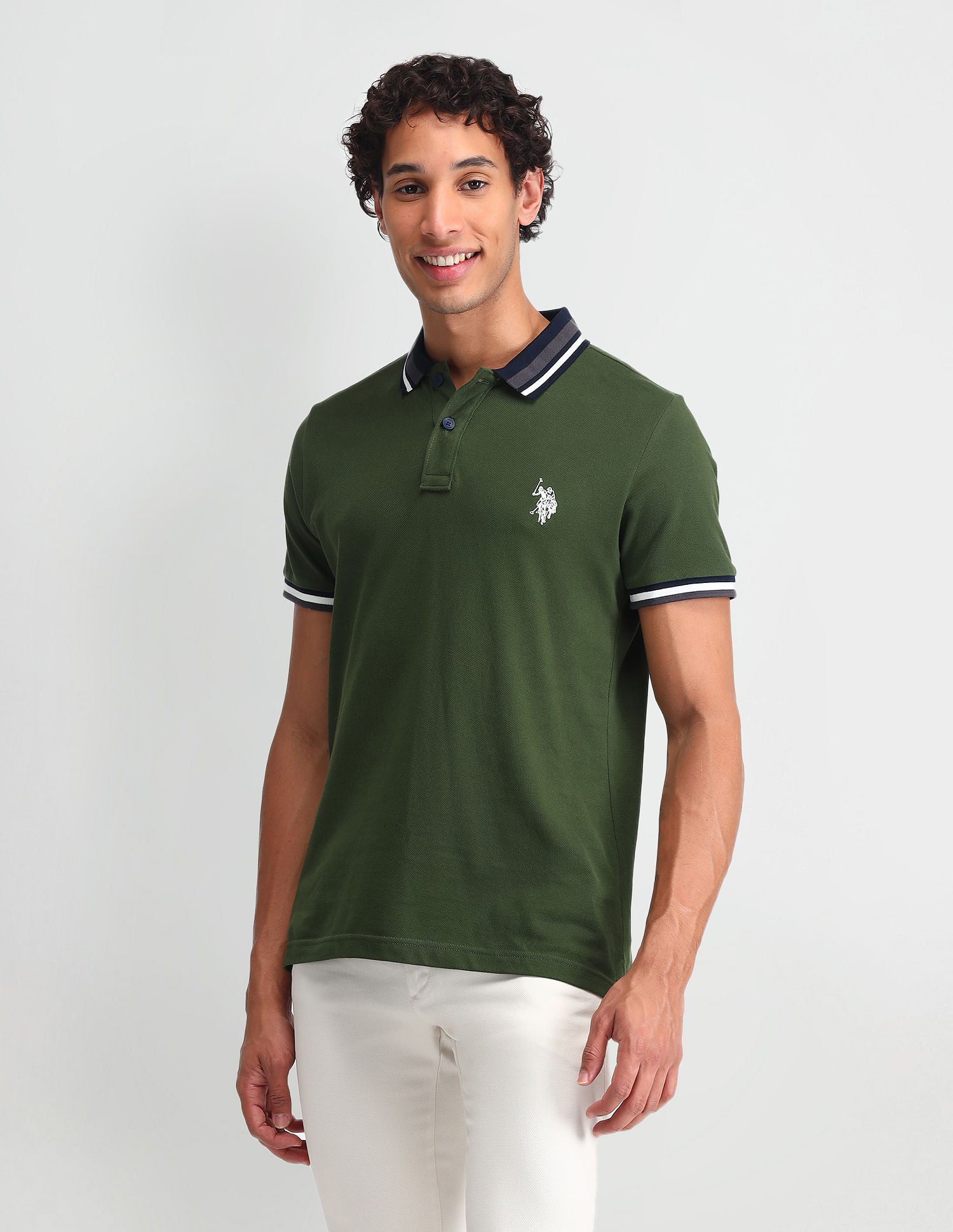 Outdoor Muscle Fit Solid Polo Shirt Dark Green - U.S. POLO ASSN. | Large