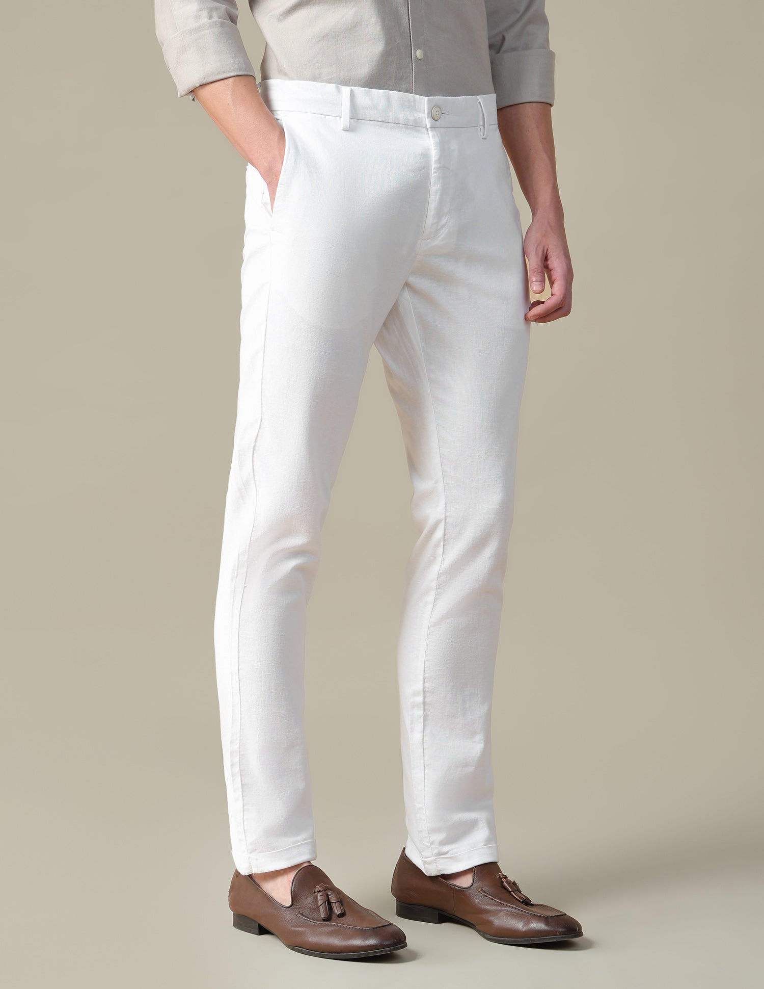 Mid Rise Denver Slim Fit Trousers White - U.S. Polo Assn. India | Large