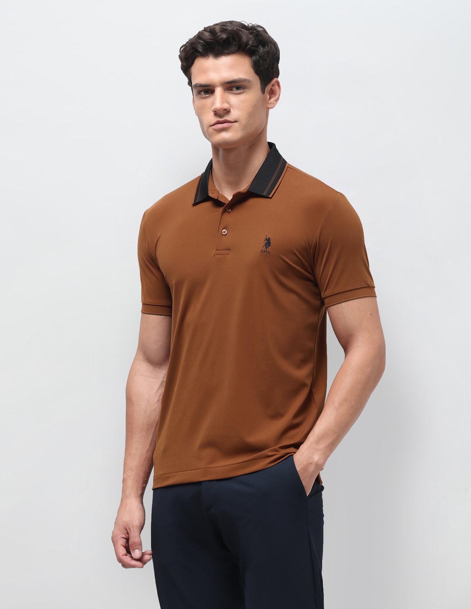 Solid Slim Fit Polo Shirt Rust - U.S. Polo Assn. India | Large
