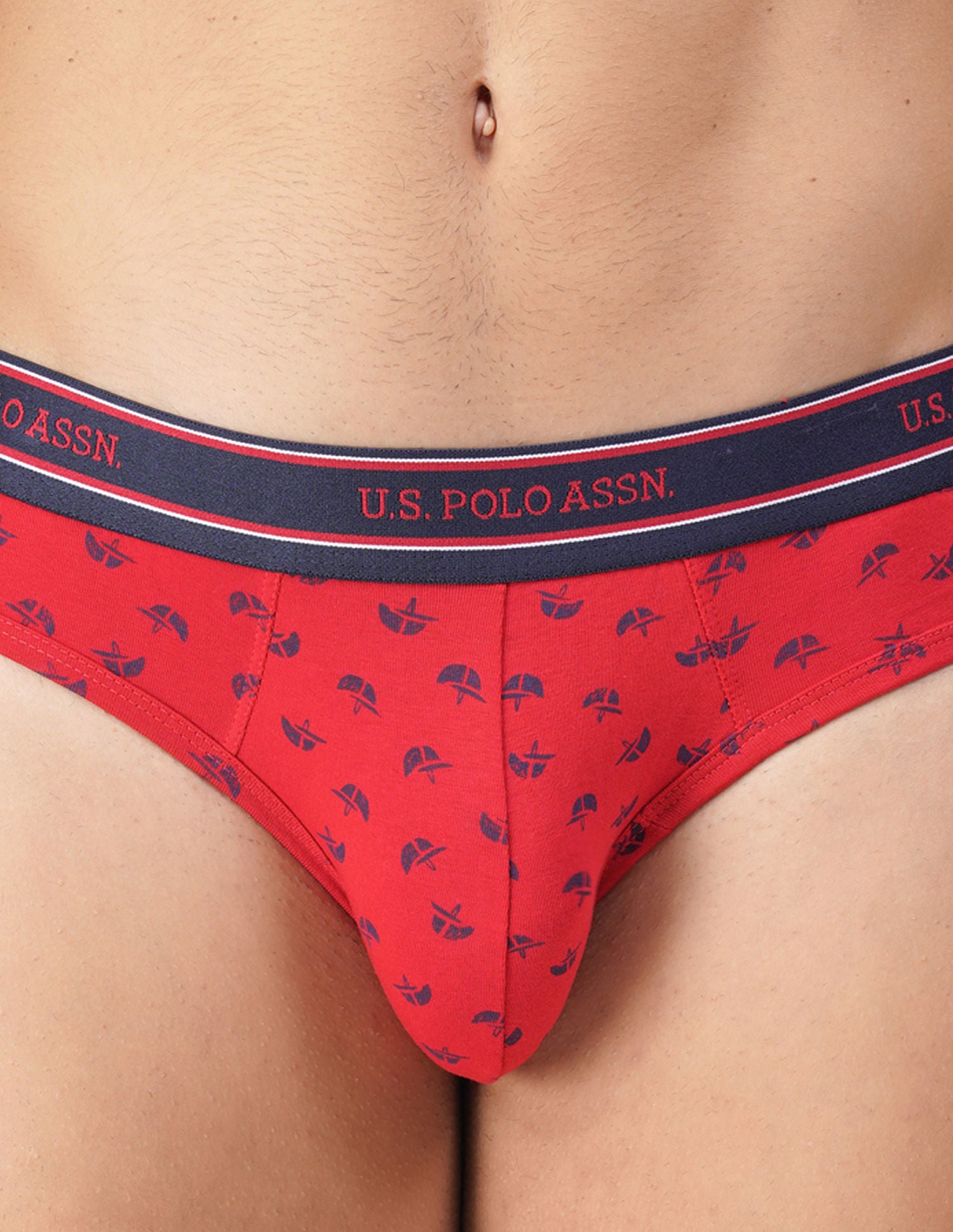 Printed Cotton Stretch Jersey I615 Briefs - Pack Of 1 Red - U.S. POLO ASSN. | Large