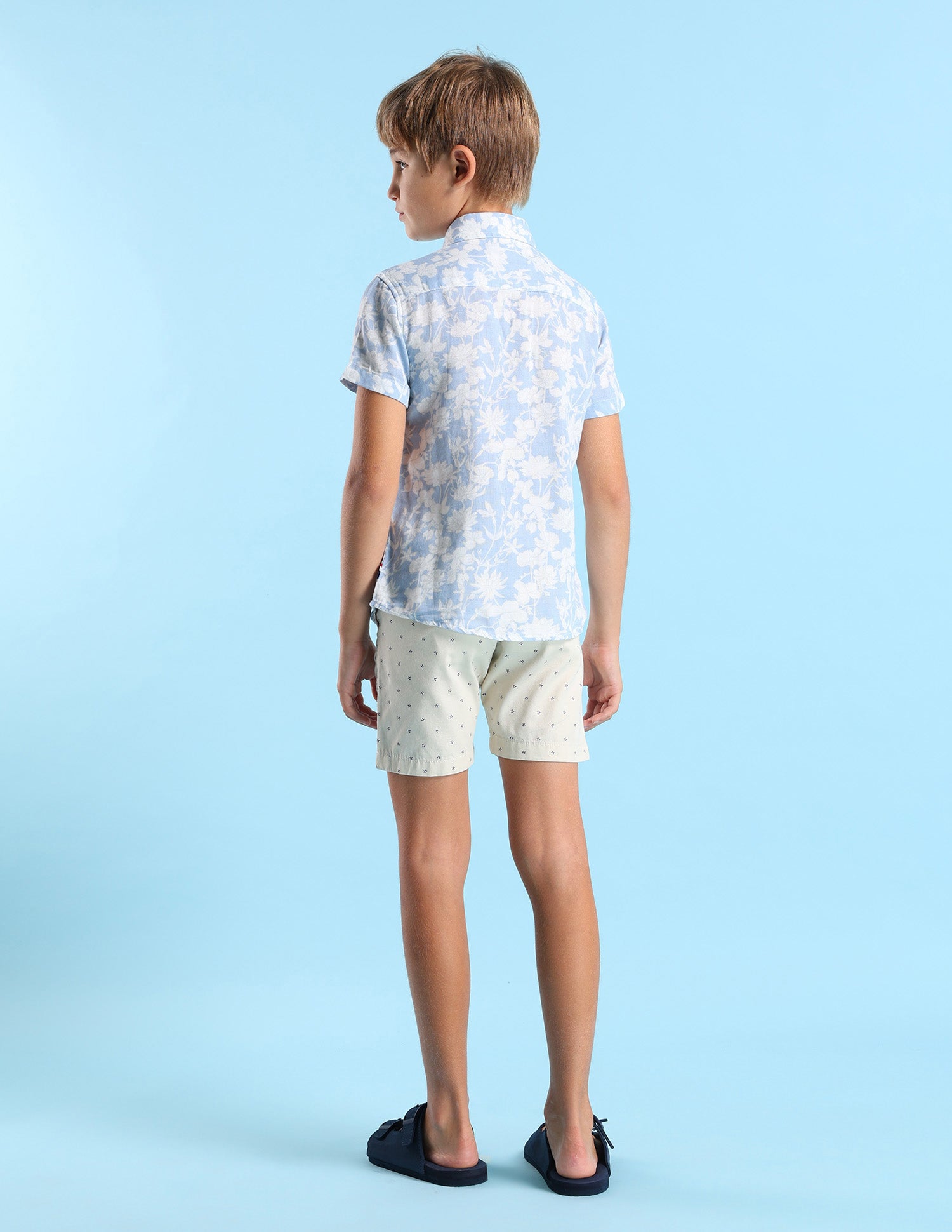 Boys Floral Printed Regular Fit Shirt Light Blue - U.S. POLO ASSN. | Large
