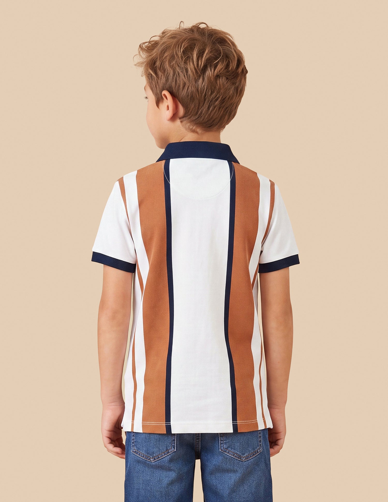 Vertical Striped Regular Fit Polo Shirt Rust - U.S. Polo Assn. India | Large