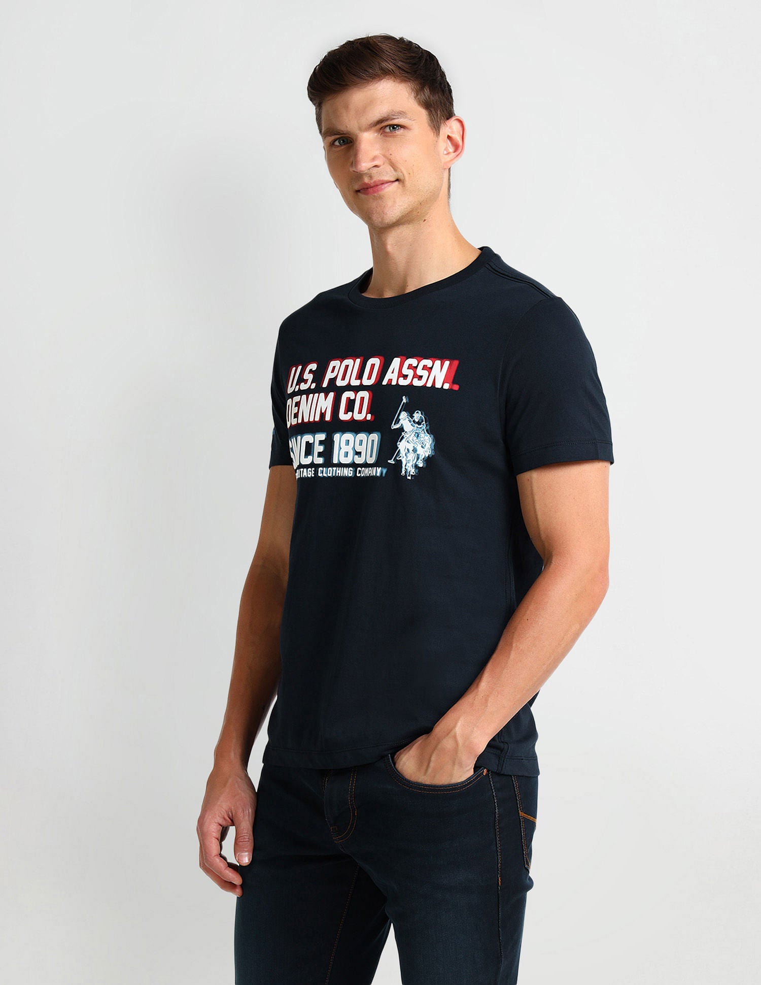 Muscle Fit Typography T-Shirt White - U.S. Polo Assn. India | Large