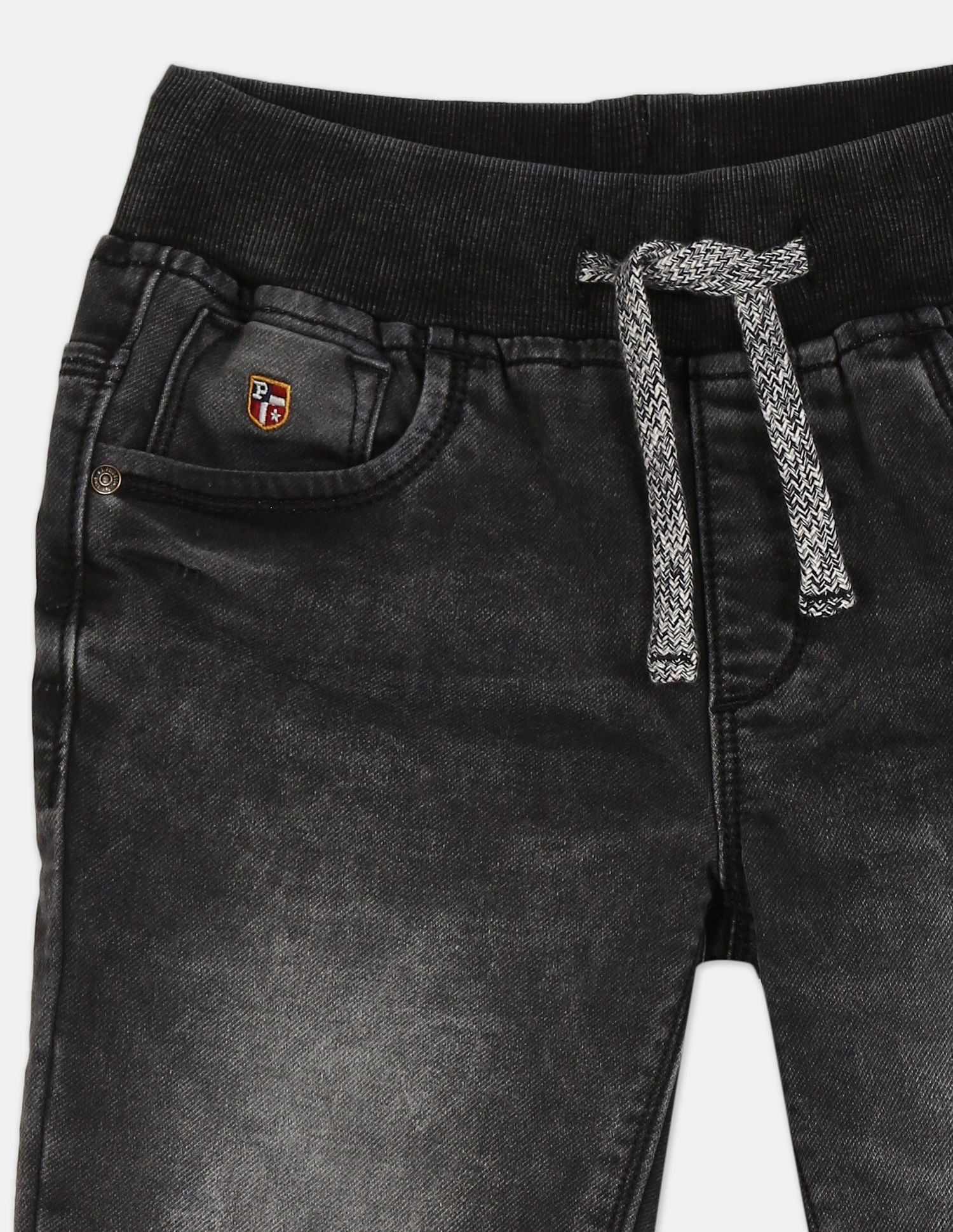 Boys Black Drawstring Waist Stone Wash Denim Shorts Black - U.S. Polo Assn. India | Large