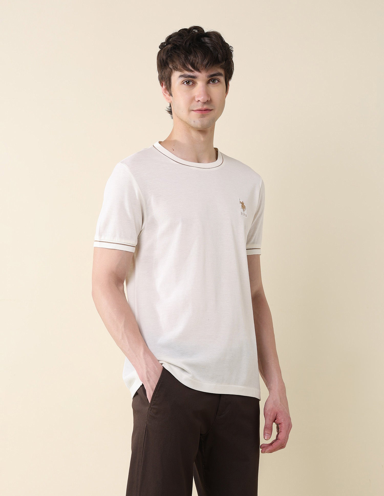 Solid Slim Fit Classic T-Shirt White - U.S. Polo Assn. India | Large