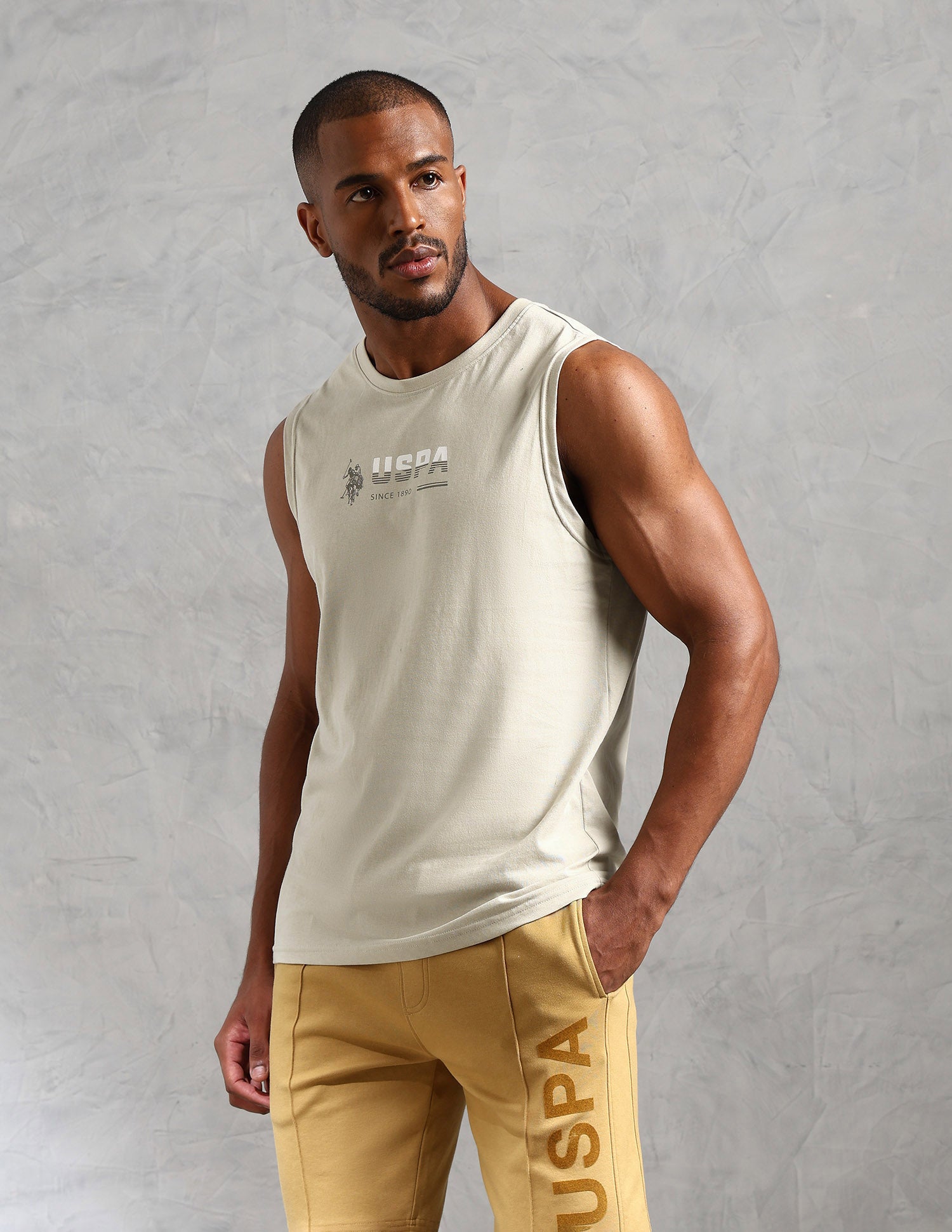 Brand Print Comfort Fit OEV06 Vest - Pack Of 1 Light Beige Ref - U.S. POLO ASSN. | Large