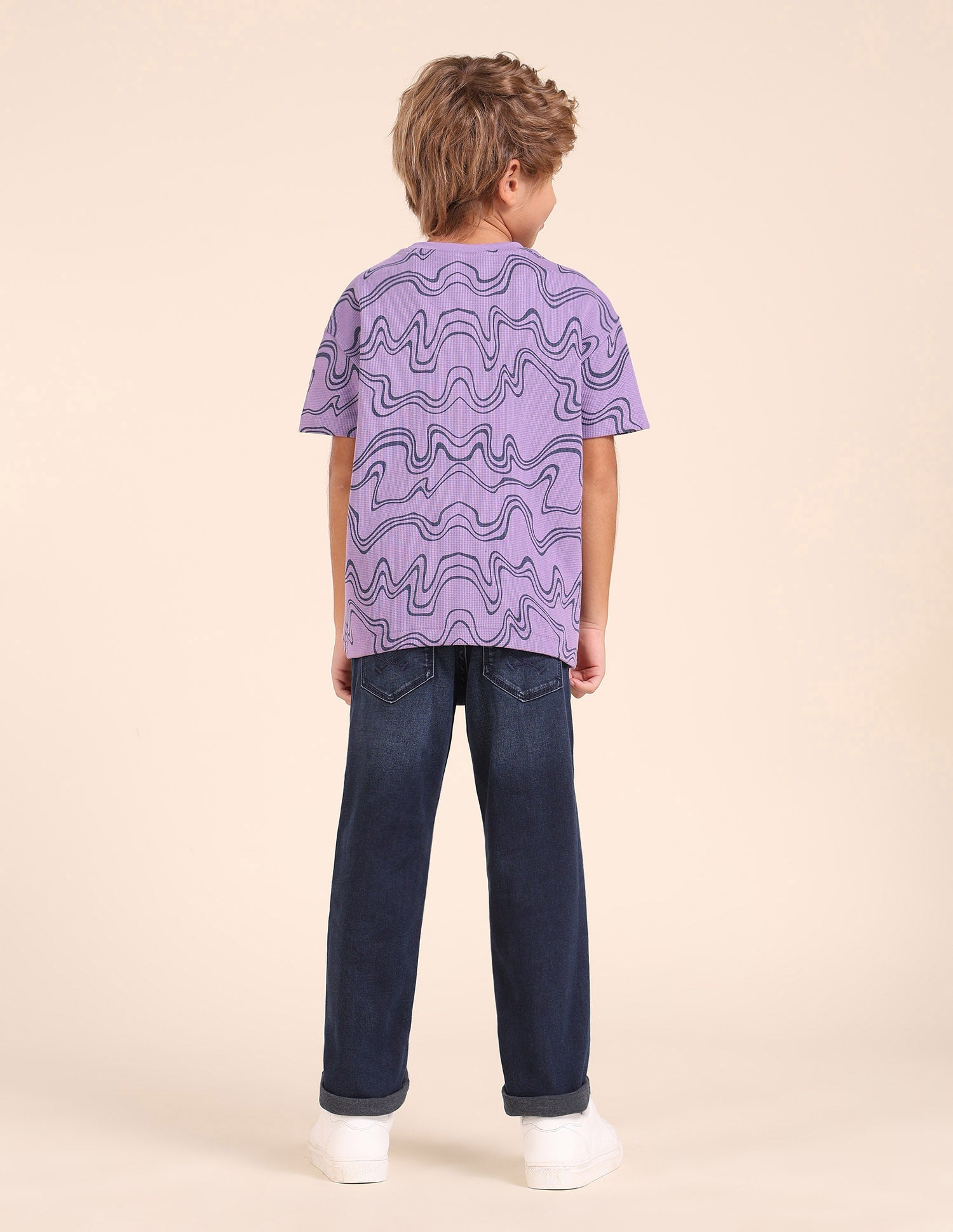 Boys Abstract Printed Regular Fit T-Shirt Light Purple - U.S. POLO ASSN. | Large