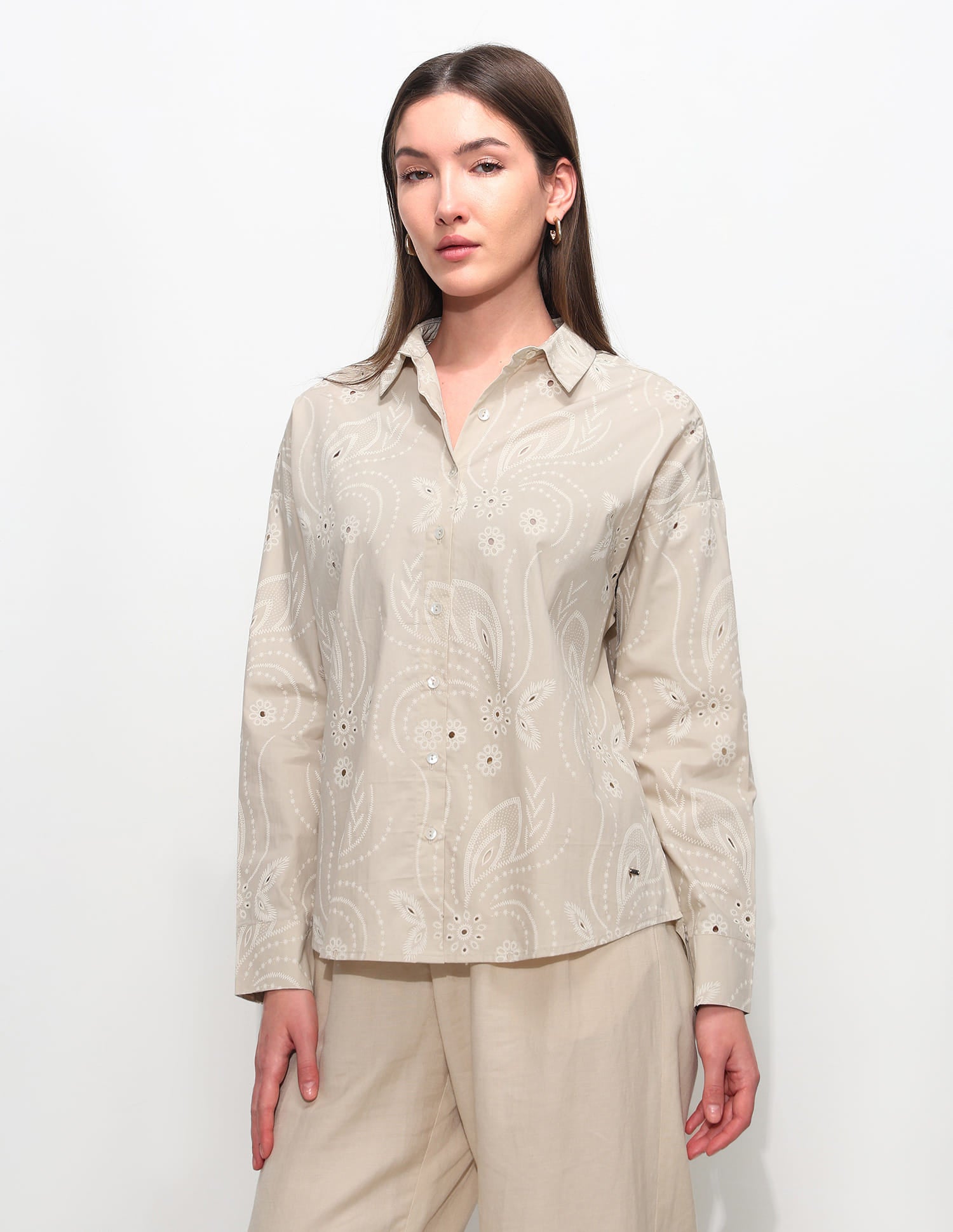 Oversized Fit Floral Shirt Beige - U.S. Polo Assn. India | Large