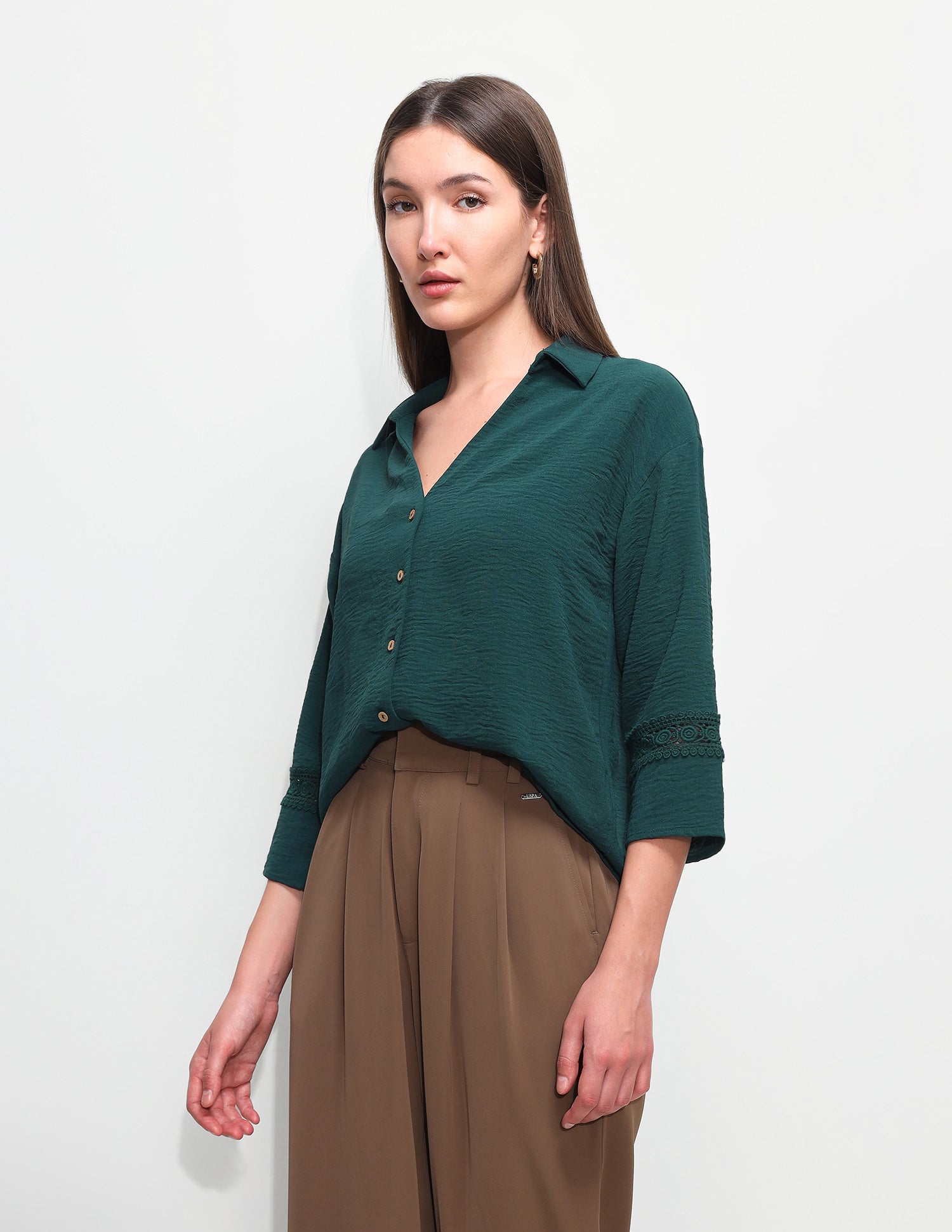 Relaxed Fit V-Neck Top Green - U.S. Polo Assn. India | Large