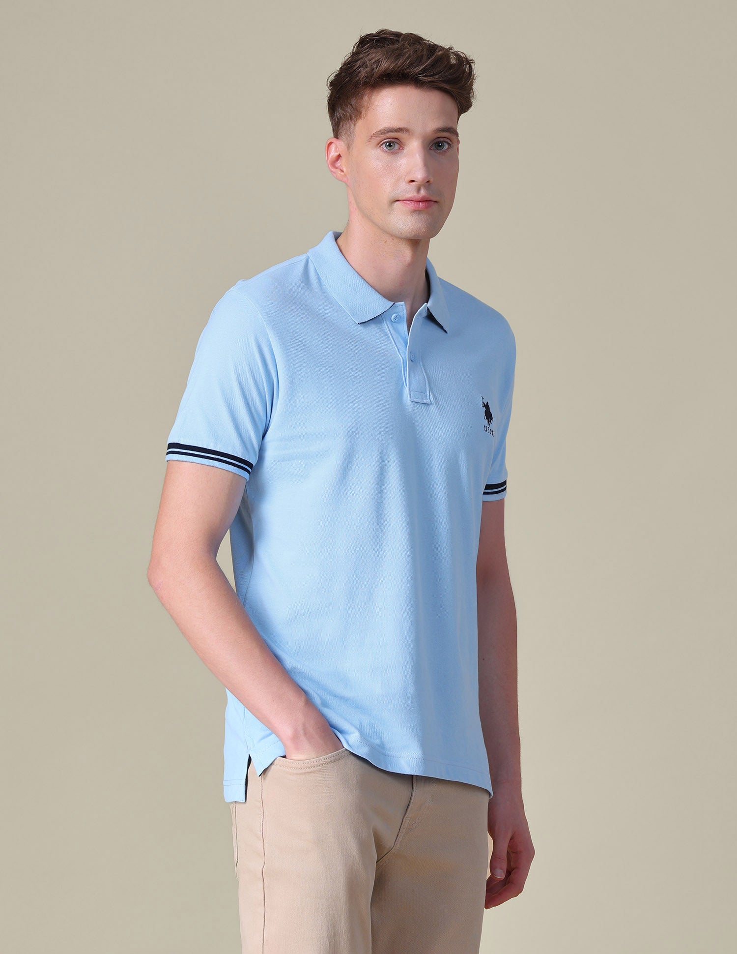 Solid Regular Fit Polo Shirt Blue - U.S. POLO ASSN. | Large