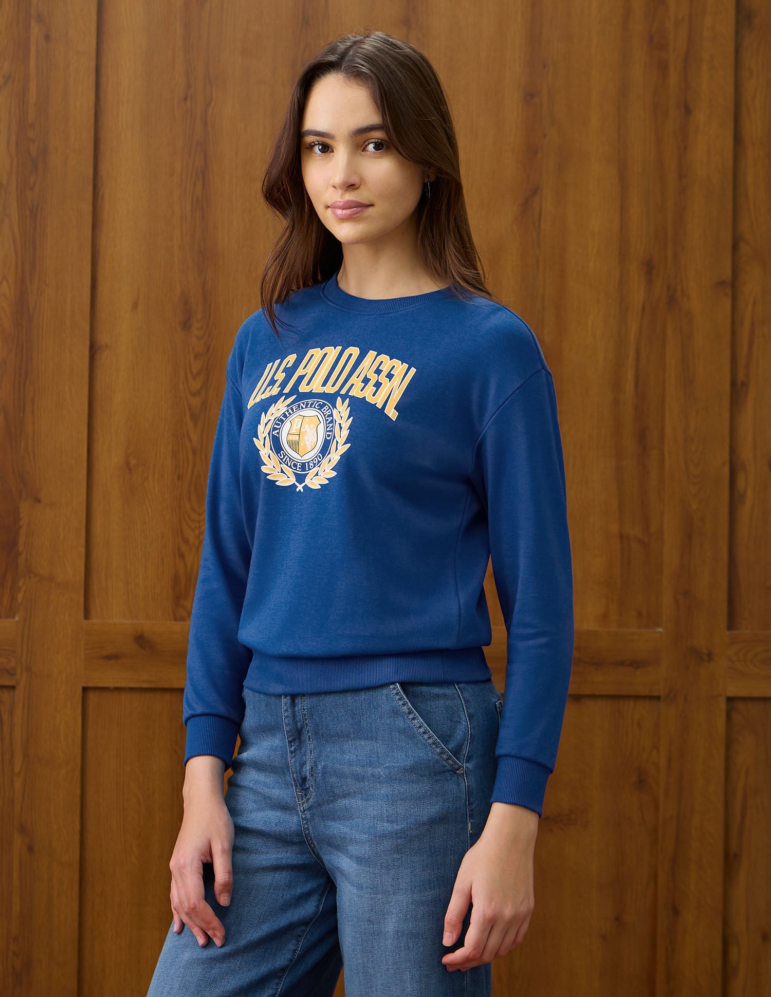 Brand Appliqued Regular Fit Sweater Blue - U.S. POLO ASSN. | Large