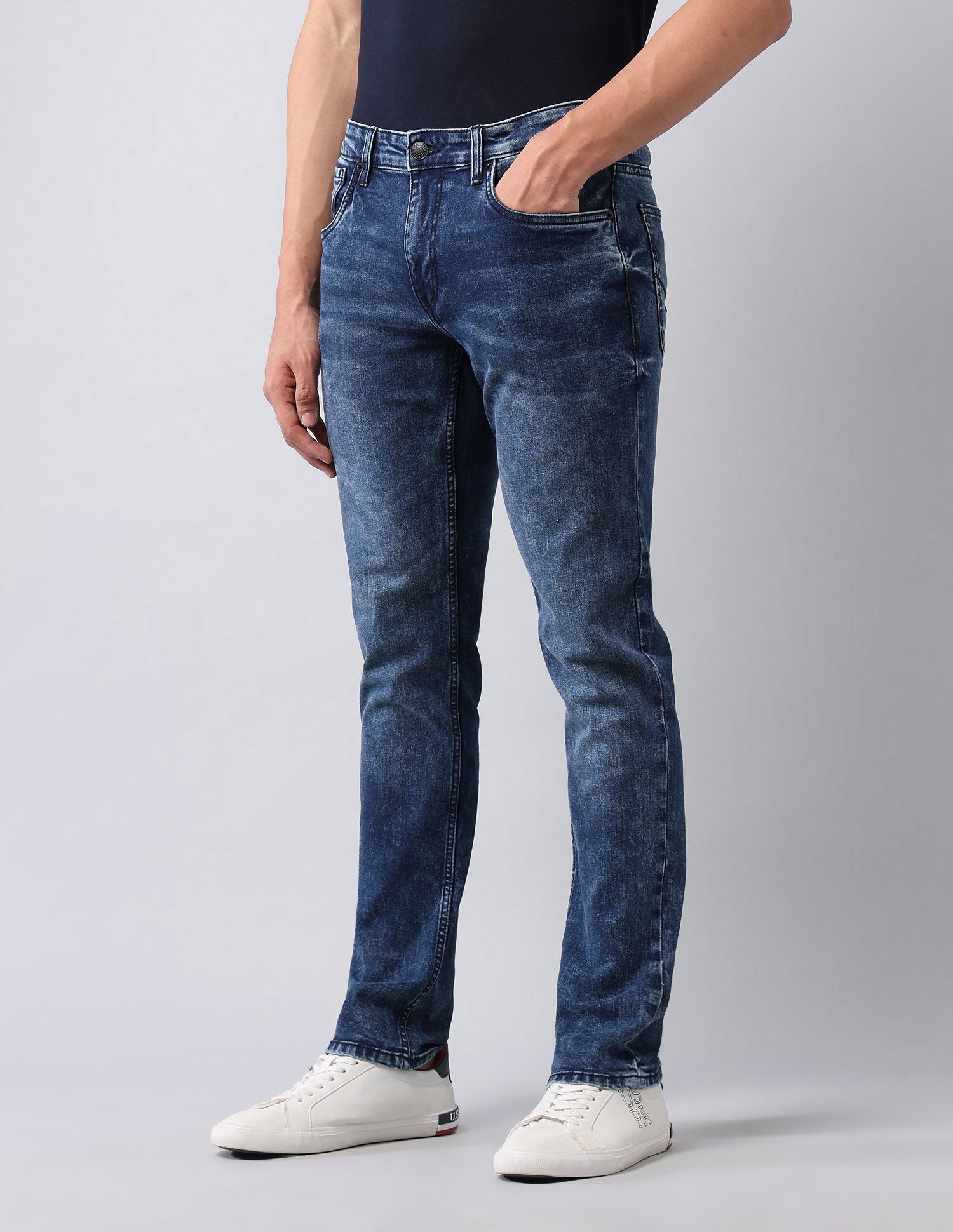 Brandon Slim Tapered Fit Blue Jeans Blue - U.S. POLO ASSN. | Large