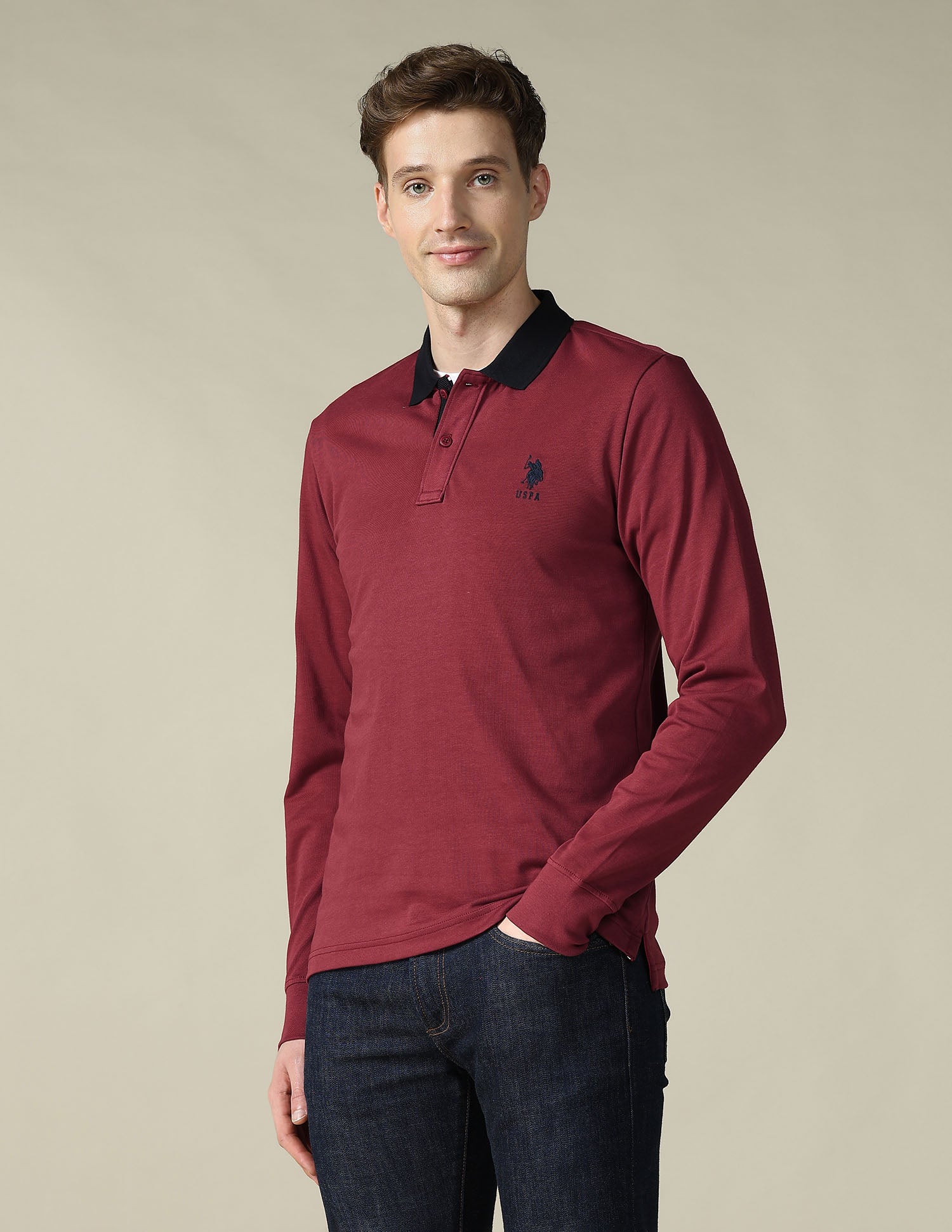 Solid Regular Fit Polo Shirt Maroon - U.S. Polo Assn. India | Large