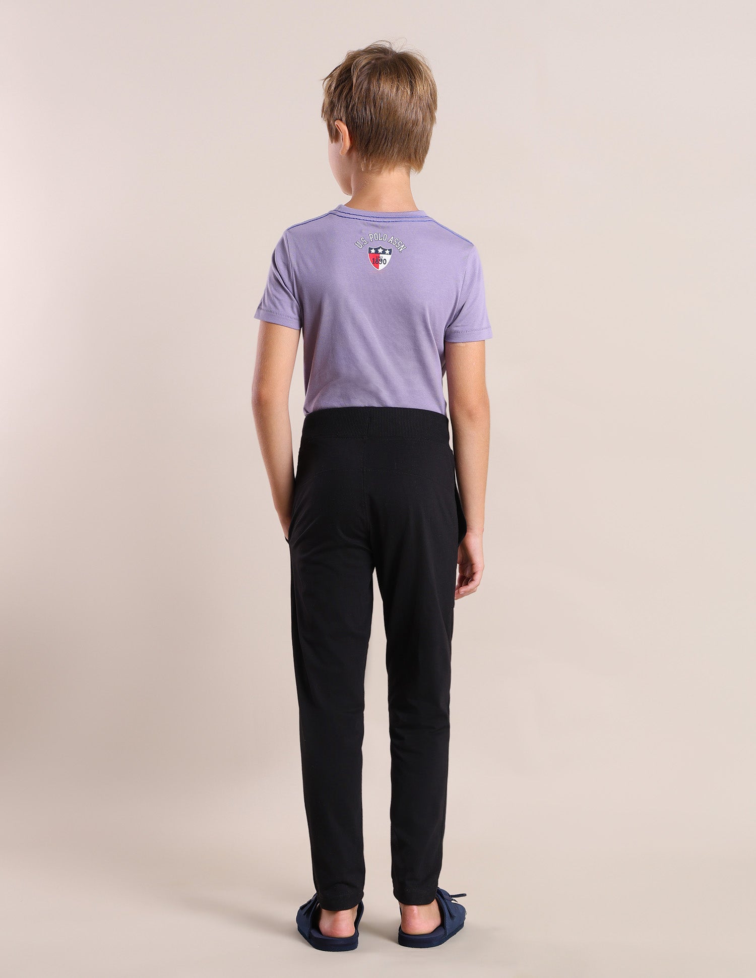 Boys Regular Fit Solid Track Pants Black - U.S. POLO ASSN. | Large