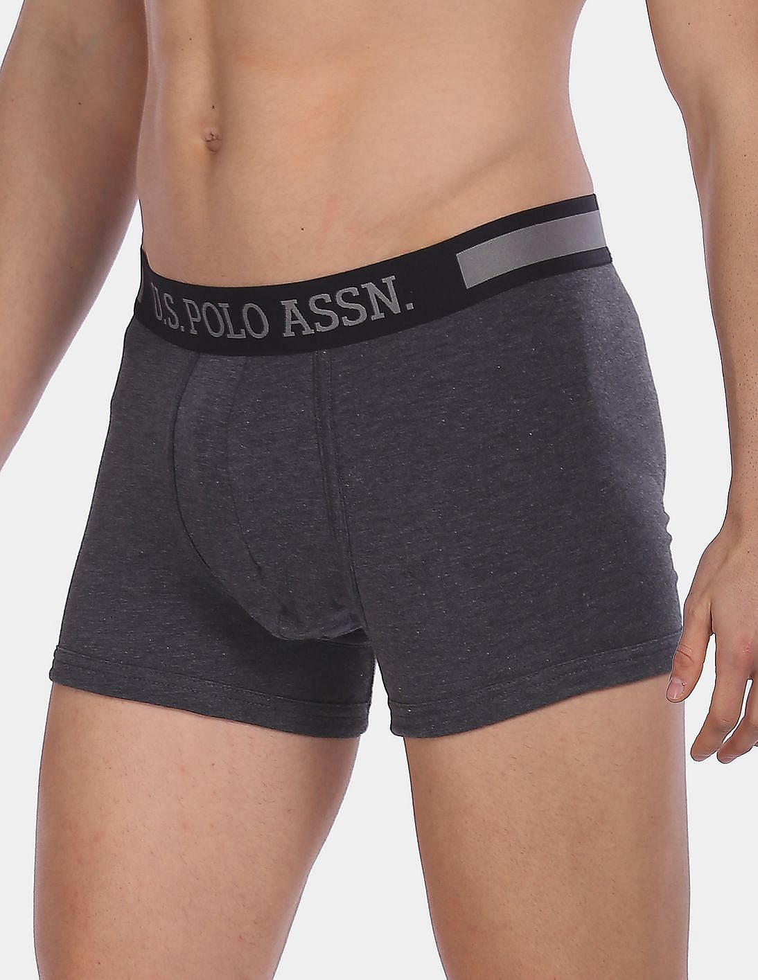 Cotton Spandex Solid I101 Premium Trunks - Pack Of 1 Charcoal - U.S. POLO ASSN. | Large