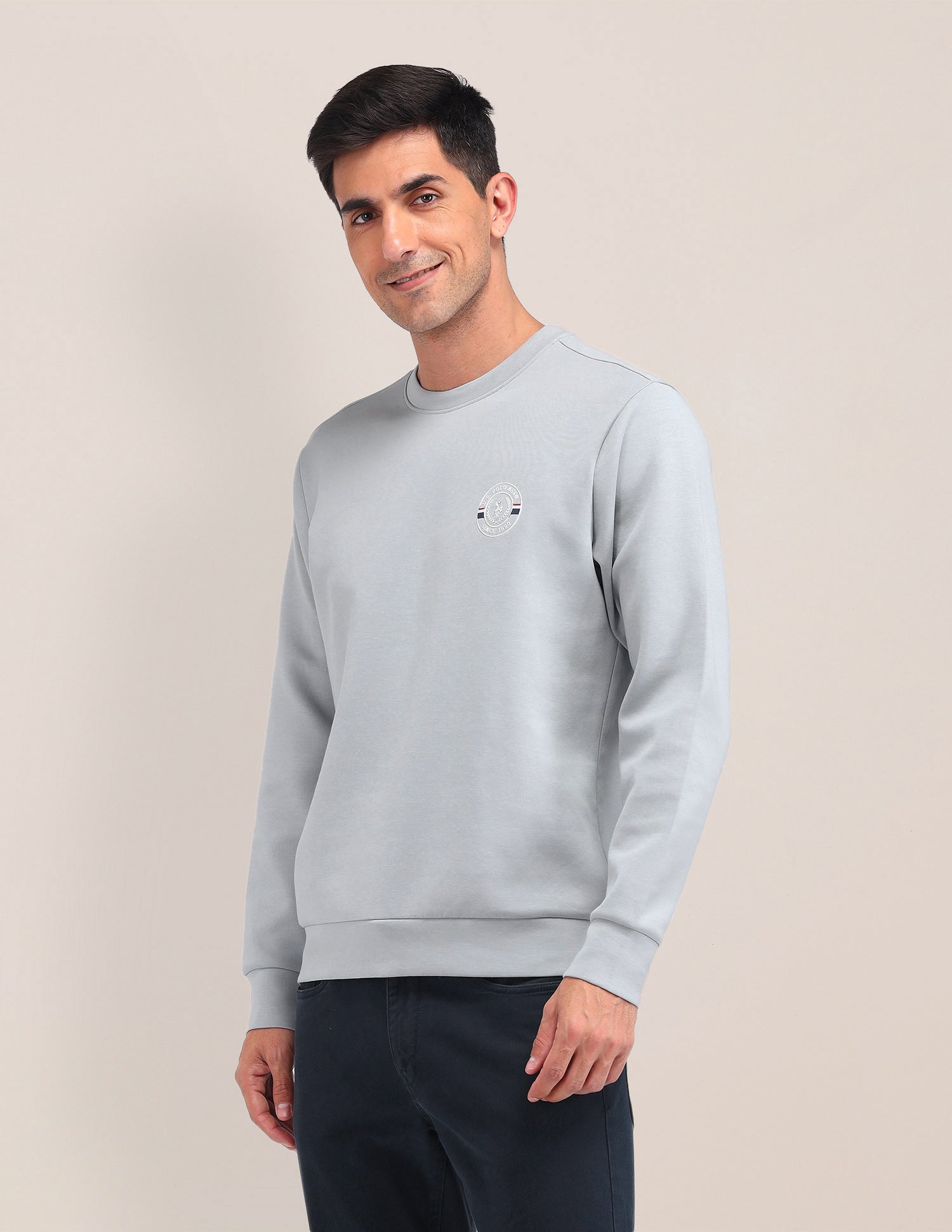 Solid Regular Fit Sweatshirt Grey - U.S. POLO ASSN. | Large