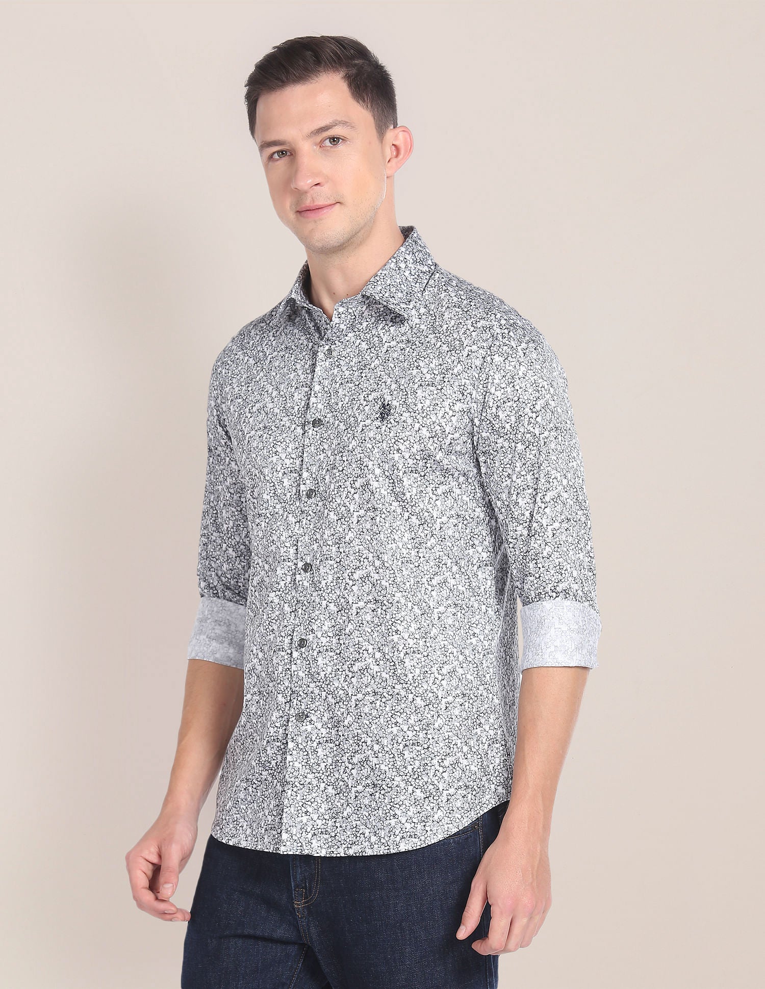 Abstract Print Twill Shirt Grey - U.S. Polo Assn. India | Large