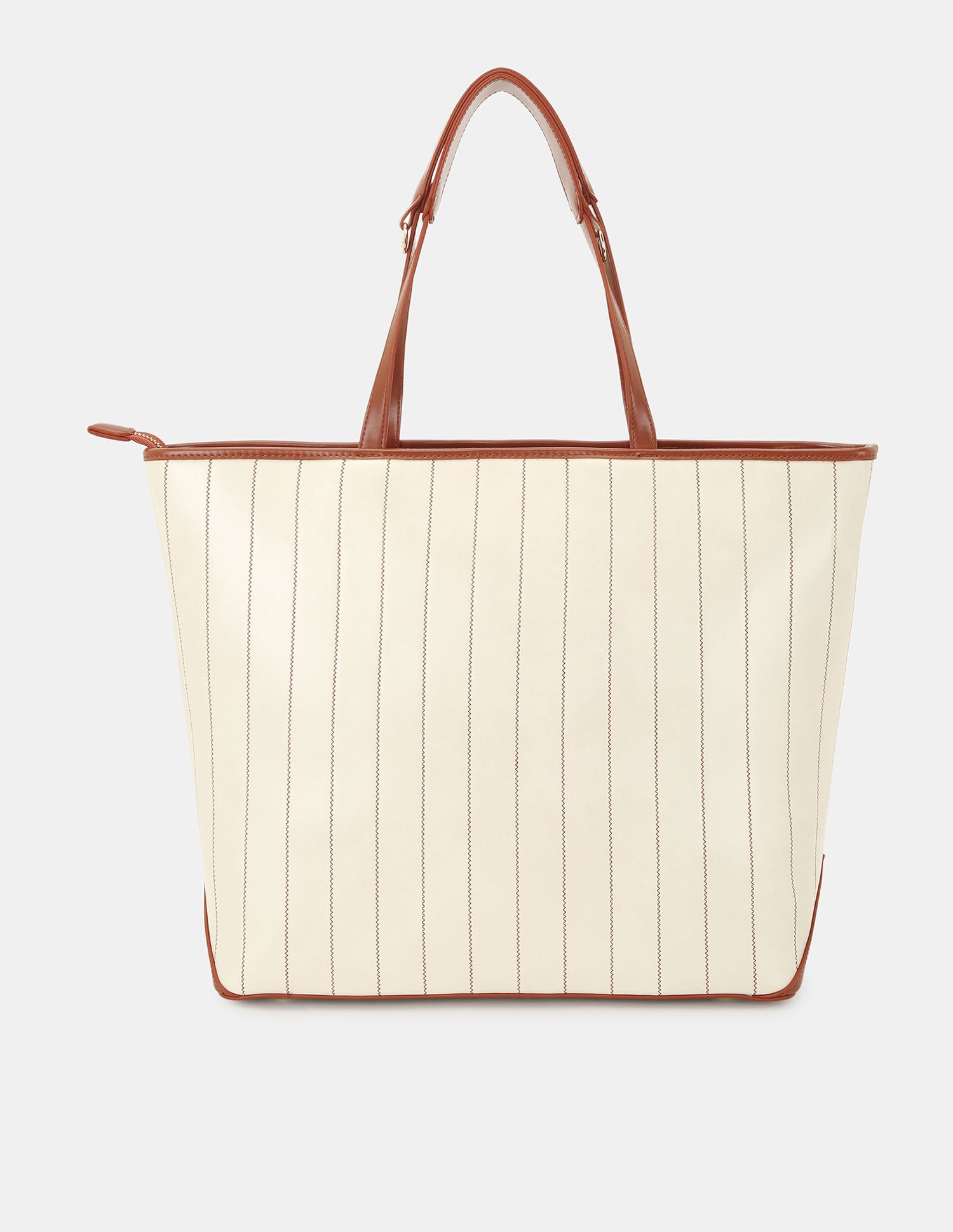 Women Bunny Striped Print Tote Bag with Shoulder Handle Off White - U.S. POLO ASSN. | Large