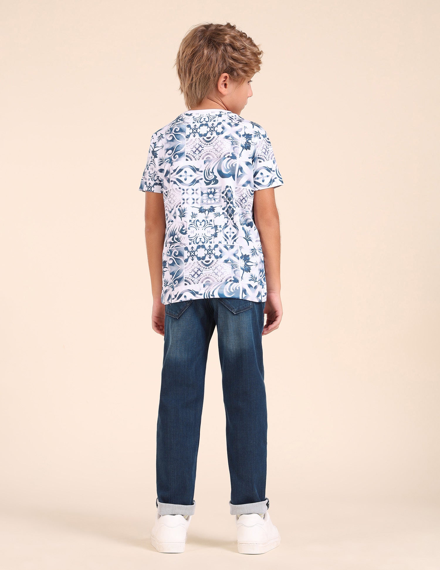 Boys Regular Fit All-Over Printed T-Shirt White - U.S. POLO ASSN. | Large