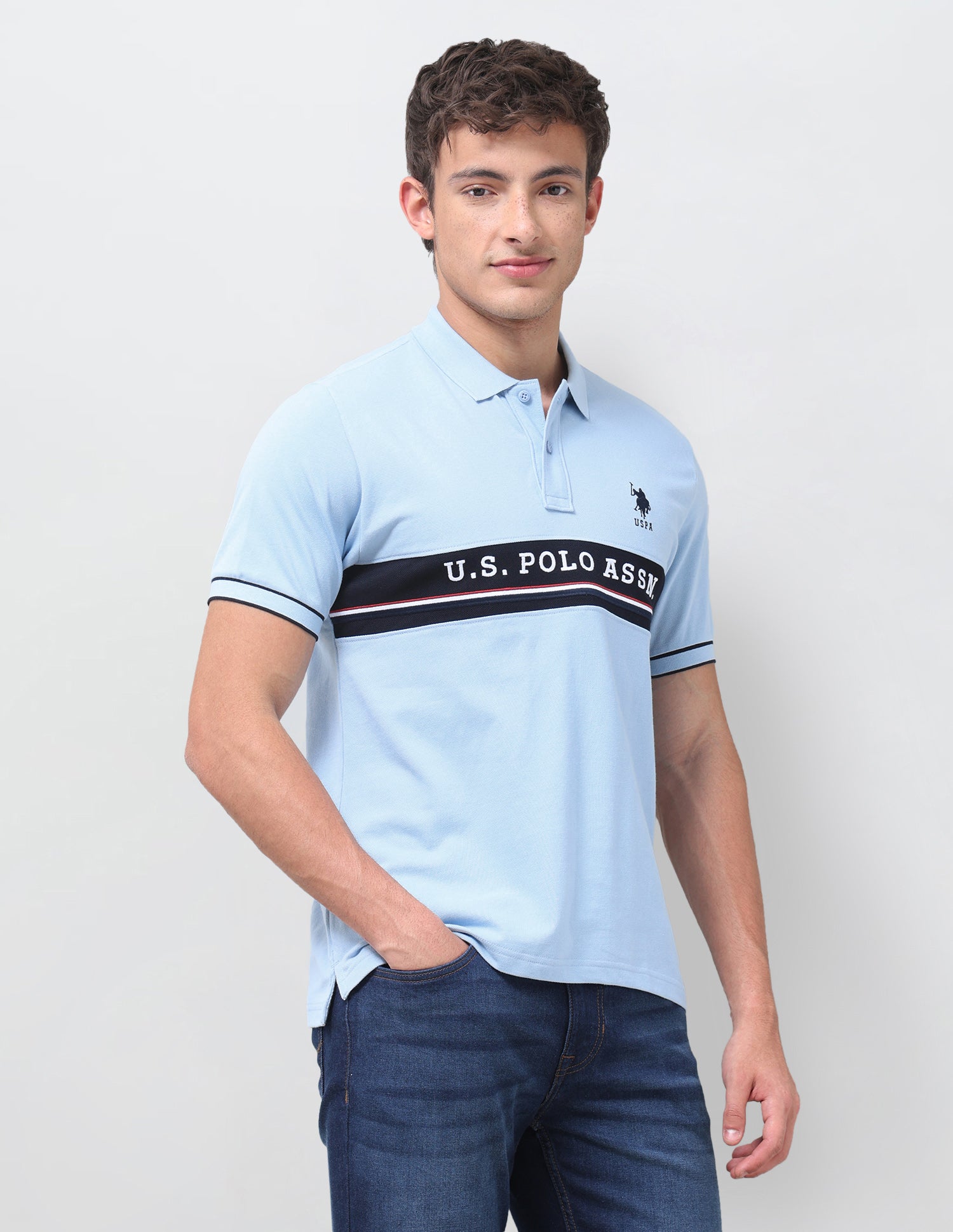 Brand Embroidered Regular Fit Polo Shirt Light Blue - U.S. Polo Assn. India | Large