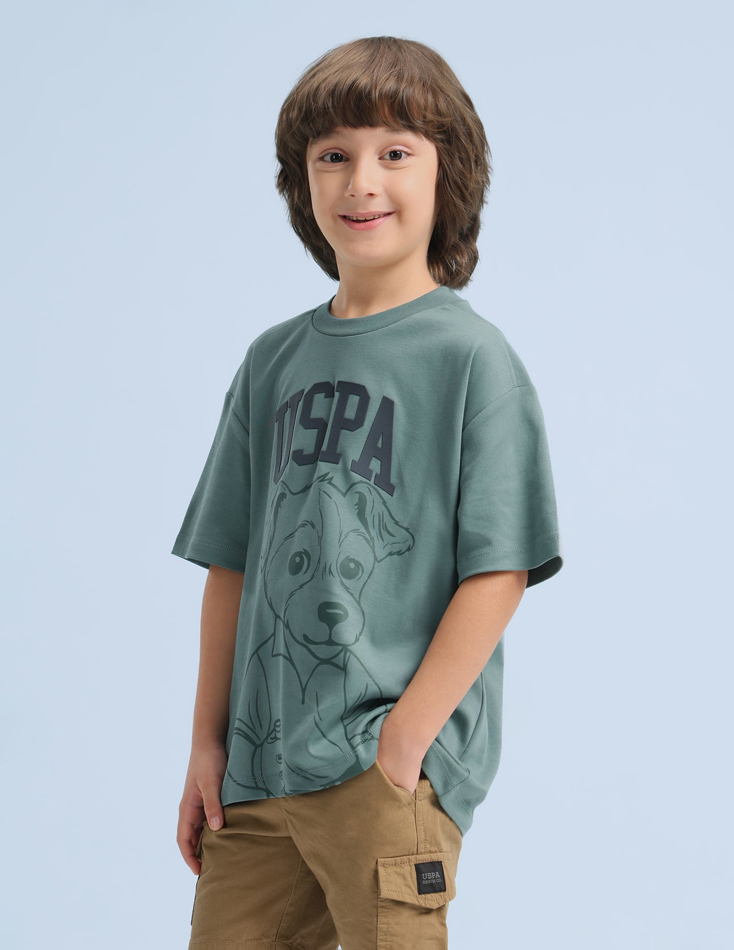 Graphic Brand Printed Oversized Fit T-Shirt Green - U.S. Polo Assn. India | Large