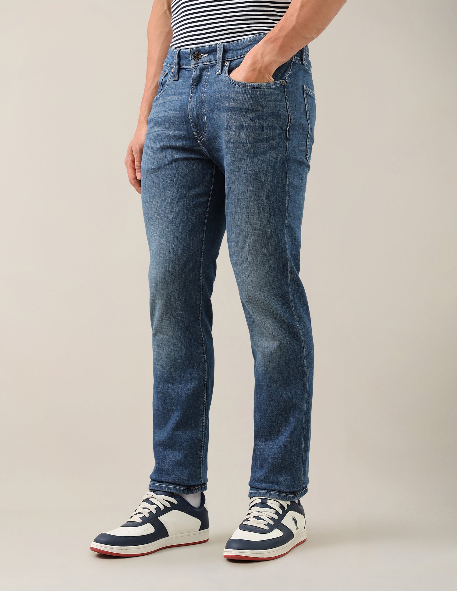 Harold Slim Straight Fit Blue Jeans Blue - U.S. Polo Assn. India | Large