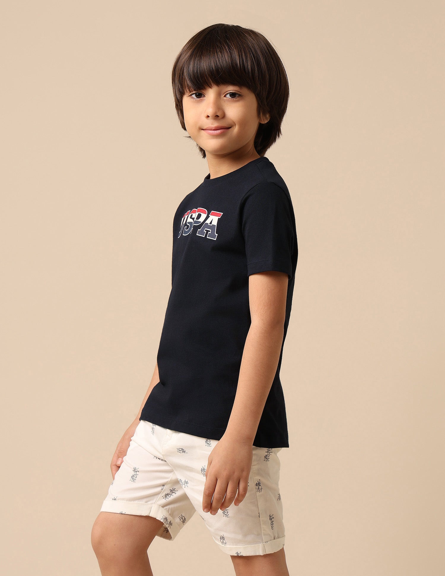 Boys Brand Printed Regular Fit T Shirt Navy - U.S. POLO ASSN. | Large
