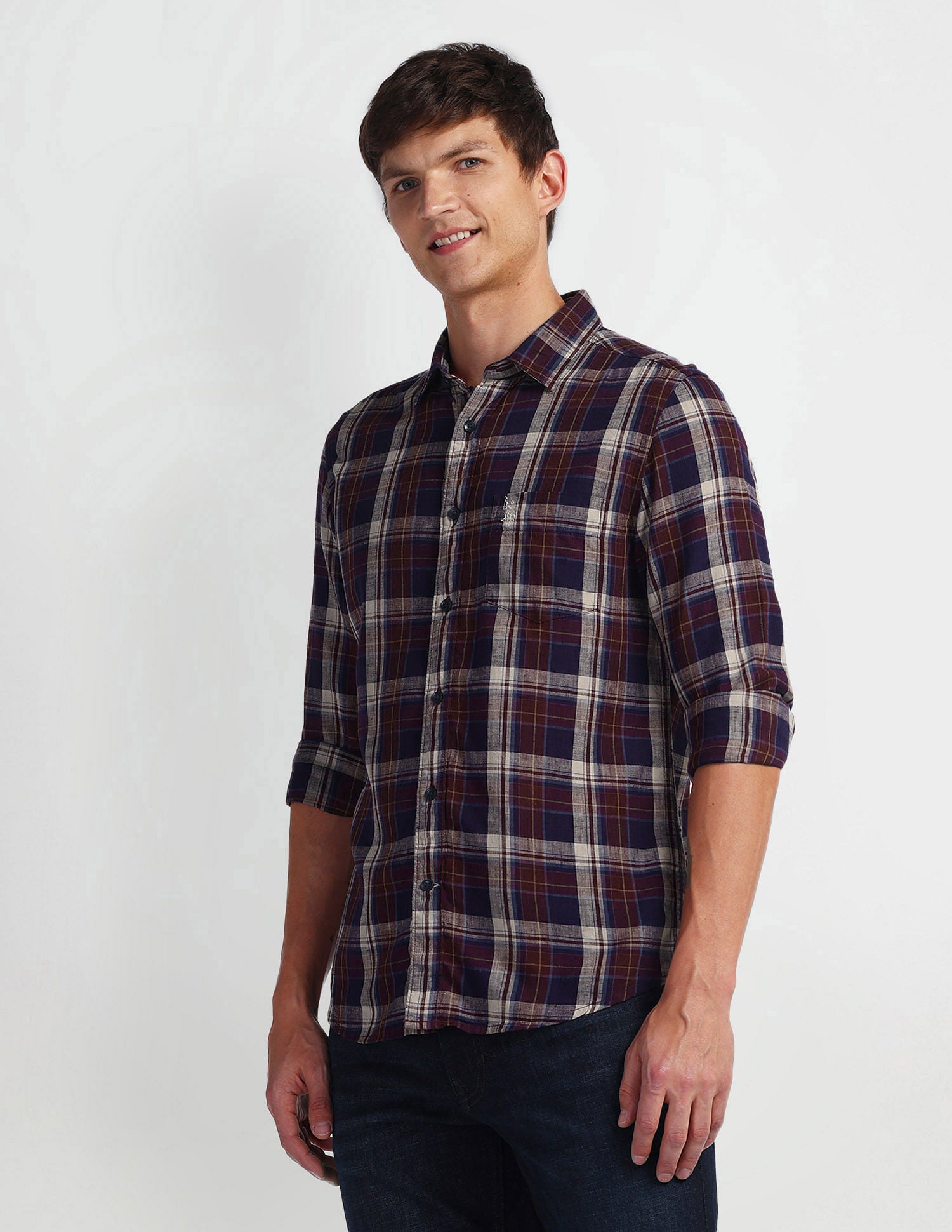 Tartan Check Slim Fit Shirt NAVY BLUE - U.S. Polo Assn. India | Large