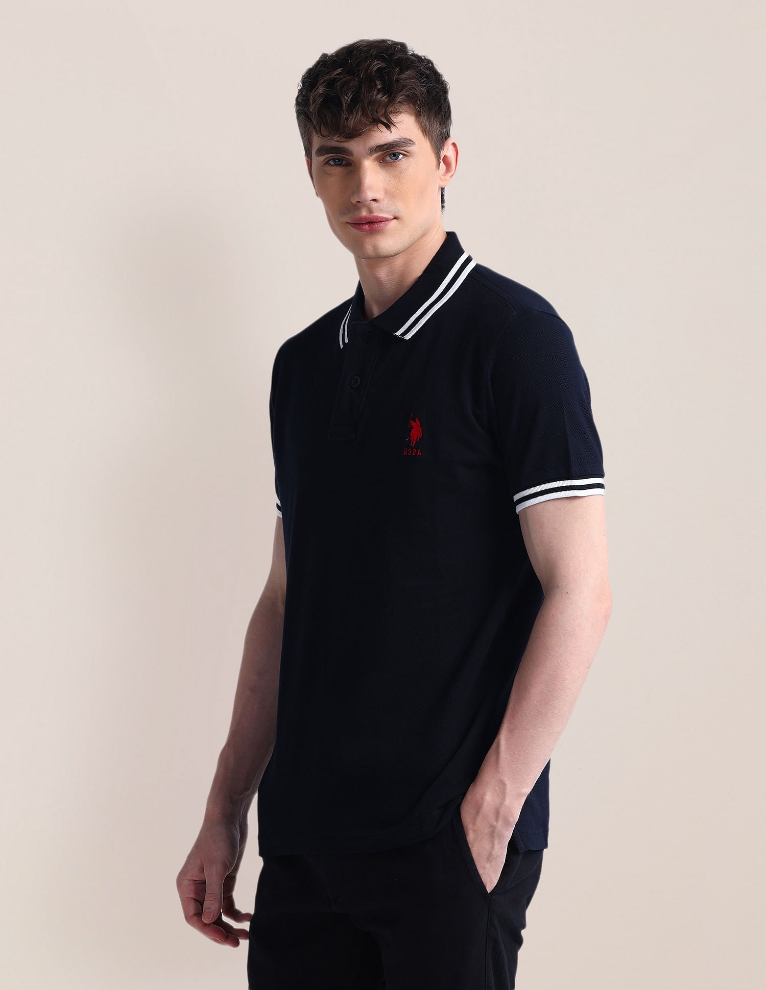 Slim Fit Short Sleeve Polo Shirt Navy - U.S. POLO ASSN. | Large