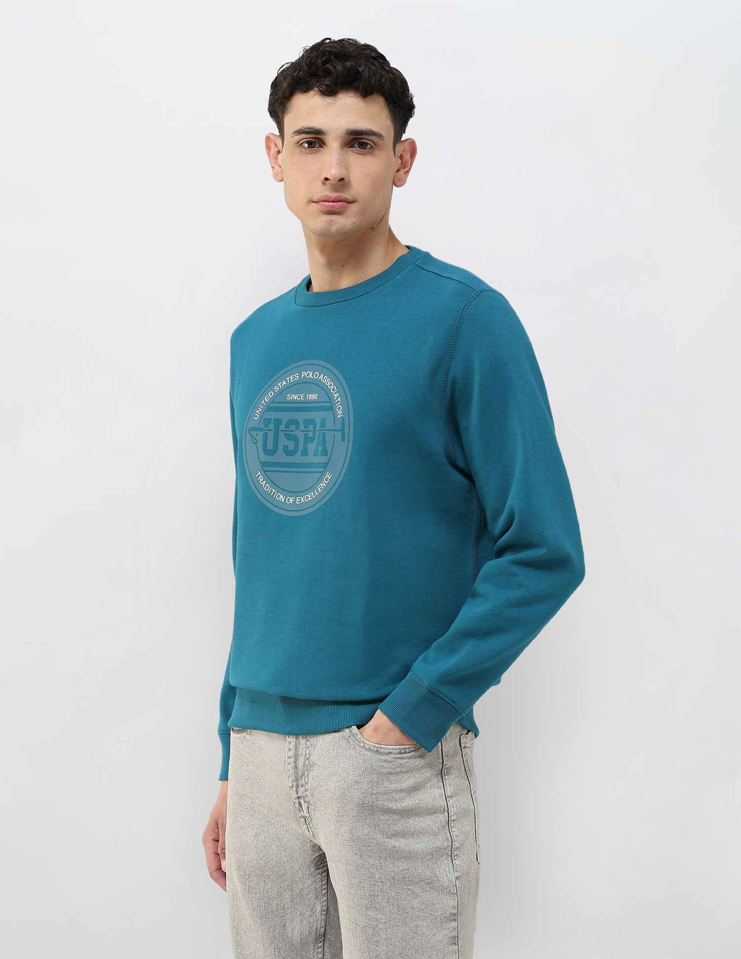 Brand Printed Regular Fit Sweatshirt Blue - U.S. POLO ASSN. | Large