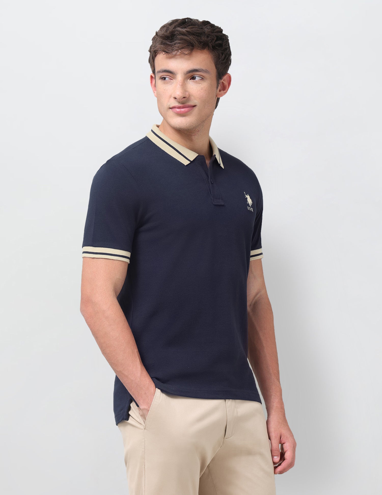 Solid Regular Fit Polo Shirt Navy - U.S. Polo Assn. India | Large