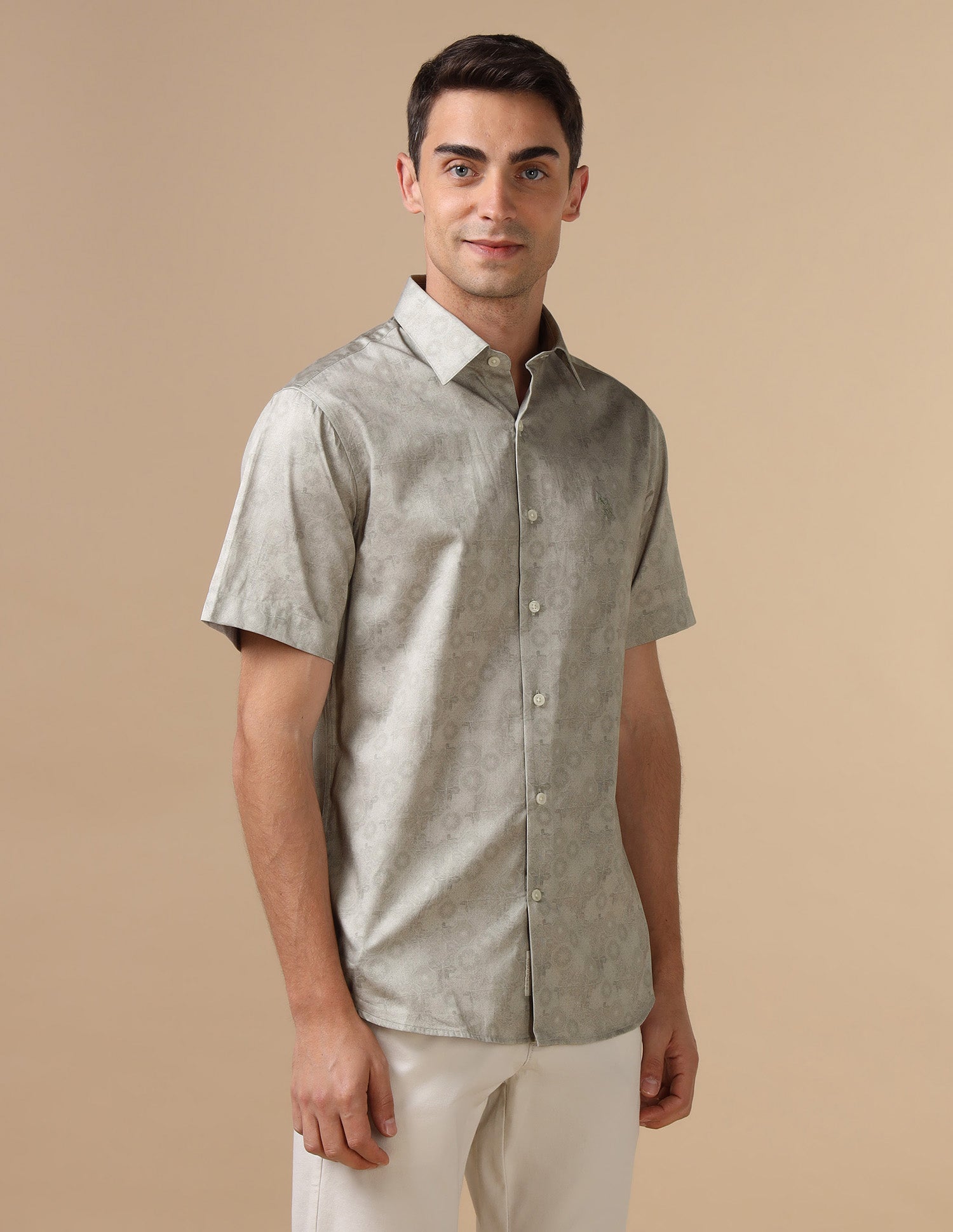 Tailored Fit Satin Shirt Light Grey - U.S. Polo Assn. India | Large